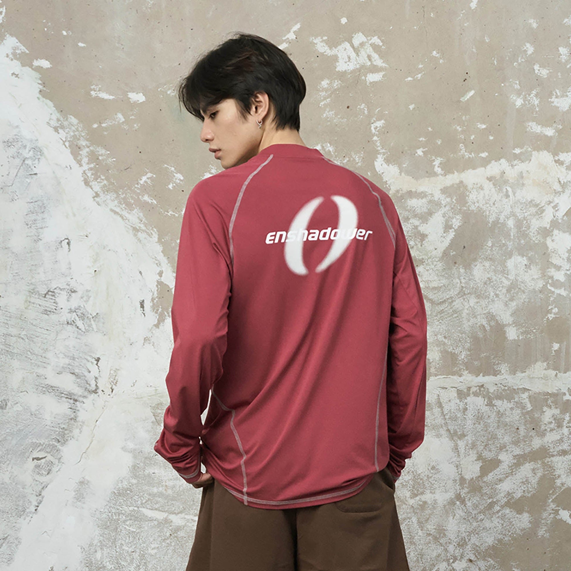 ENSHADOWER Asymmetrical Stitch Quick-Dry Long-Sleeve Tee-L/S Tee-S-Red-Free Shipping Leatheretro