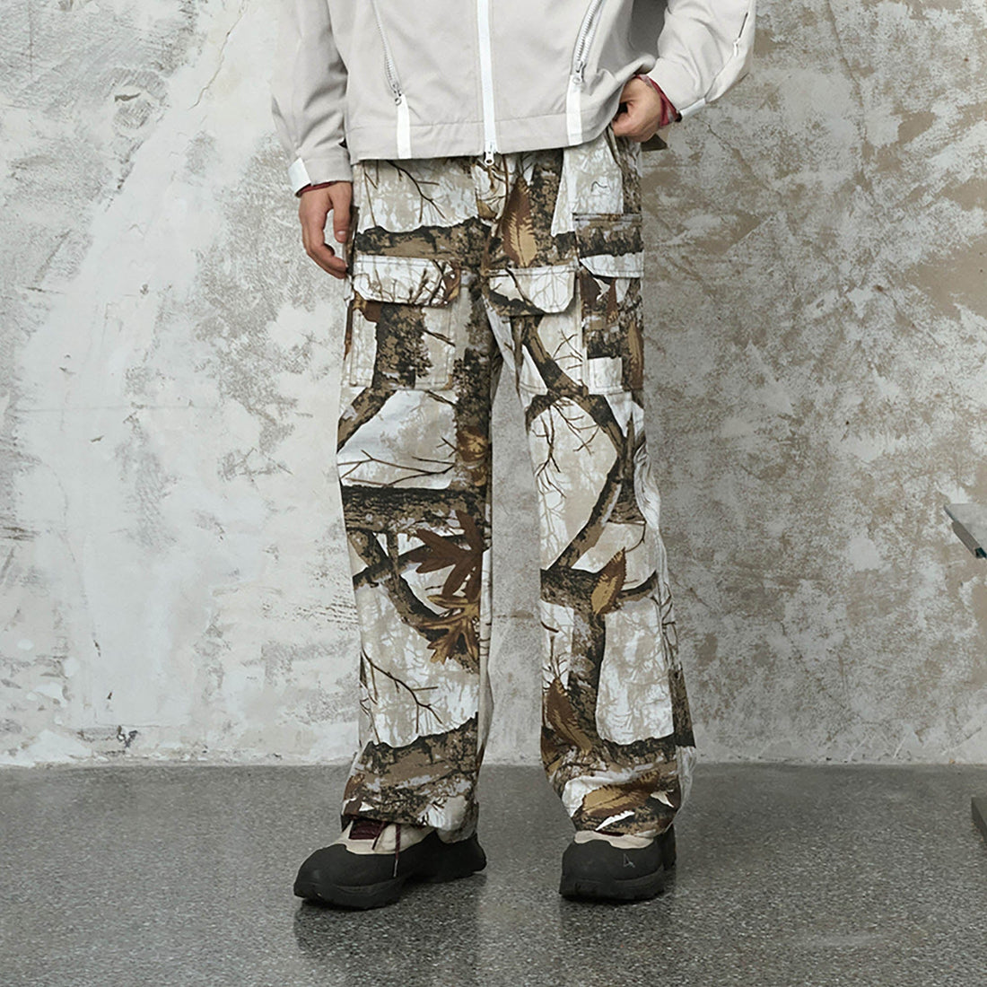 ENSHADOWER Branch Camo Multi-Pocket Straight-Leg Pants-Pants-S-Black-Free Shipping Leatheretro