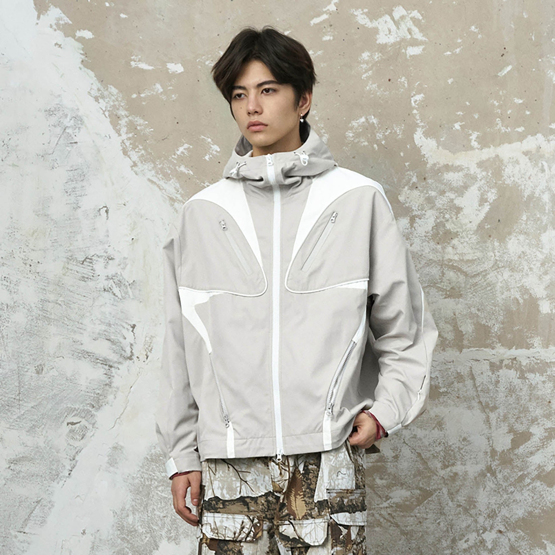 ENSHADOWER Spliced Multi-Pocket Waterproof Hooded Jacket-Jacket-S-Grey-Free Shipping Leatheretro