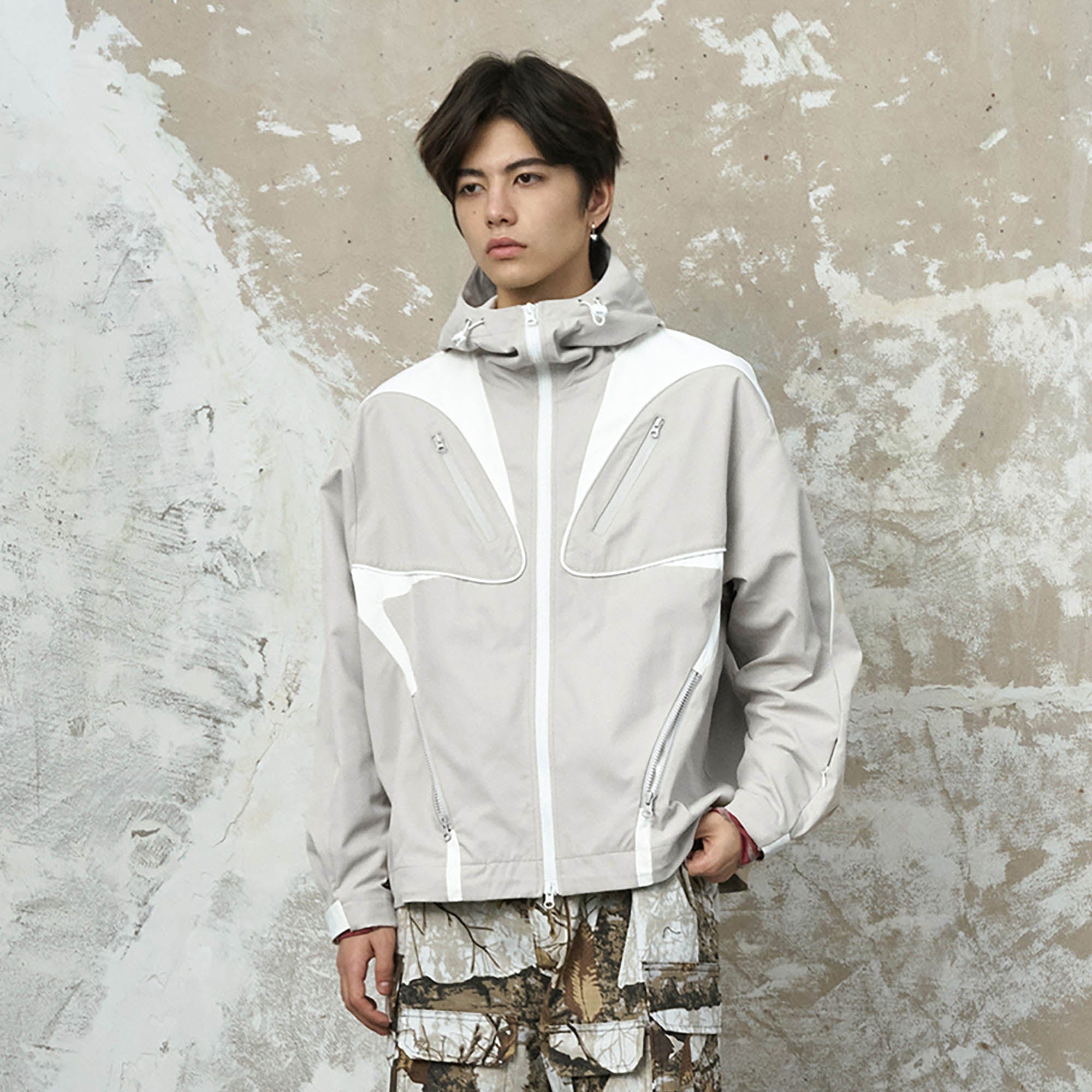 ENSHADOWER Spliced Multi-Pocket Waterproof Hooded Jacket-Jacket-S-Grey-Free Shipping Leatheretro