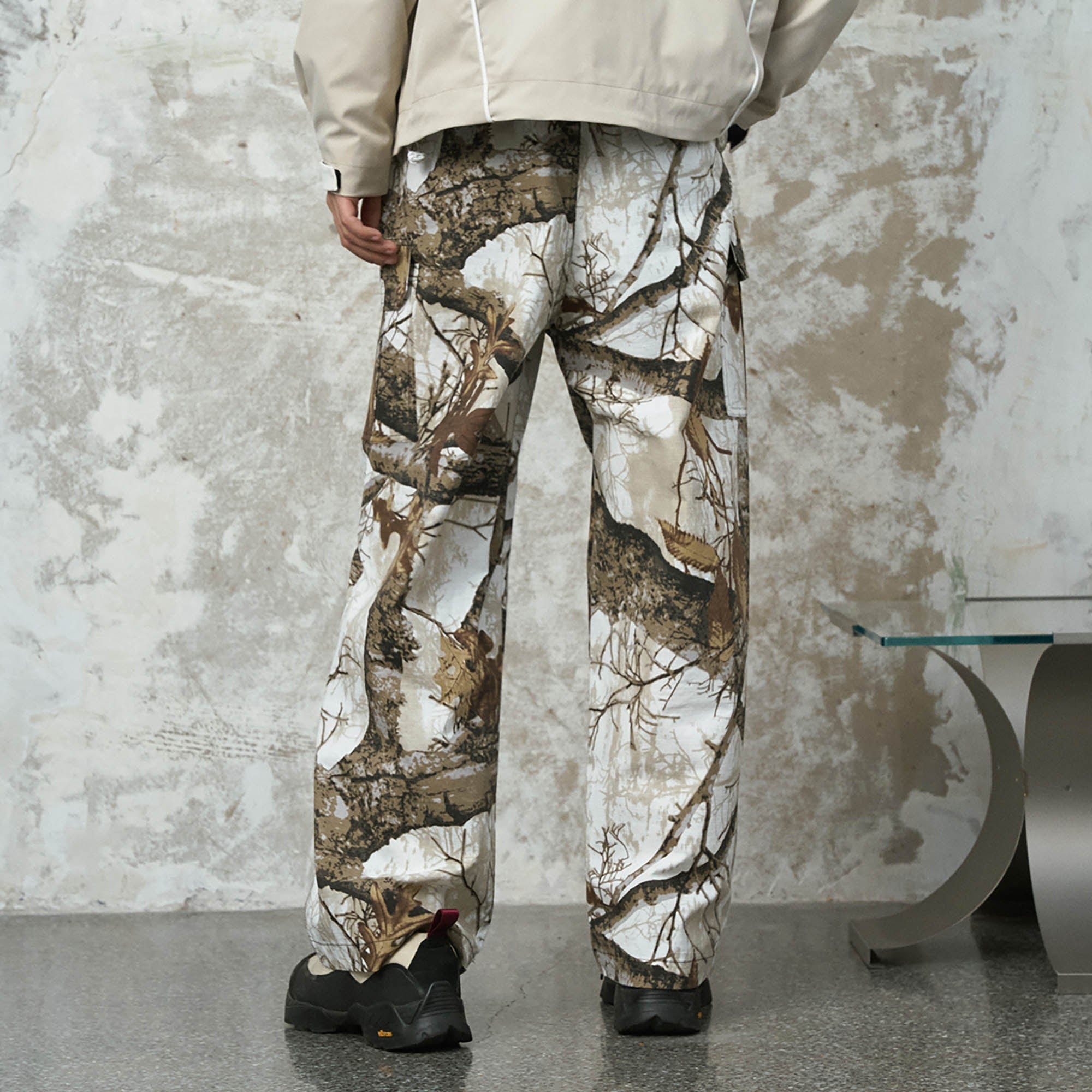 ENSHADOWER Branch Camo Multi-Pocket Straight-Leg Pants-Pants-S-Black-Free Shipping Leatheretro