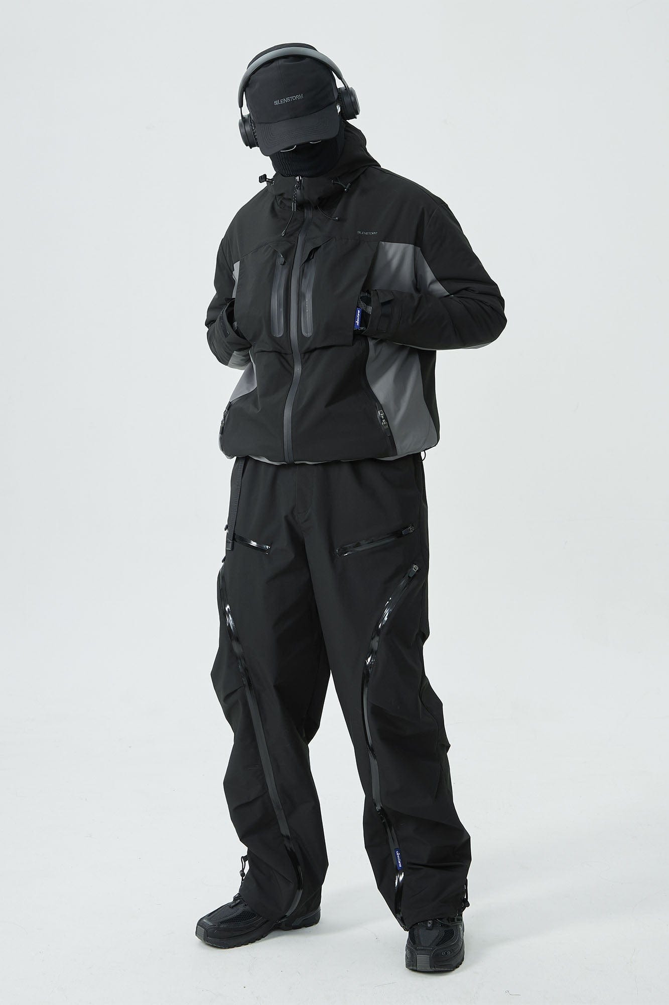 SILENSTORM Arc-Zip Crinkled Water-Repellent Utility Pants-Pants-S-Black-Free Shipping Leatheretro