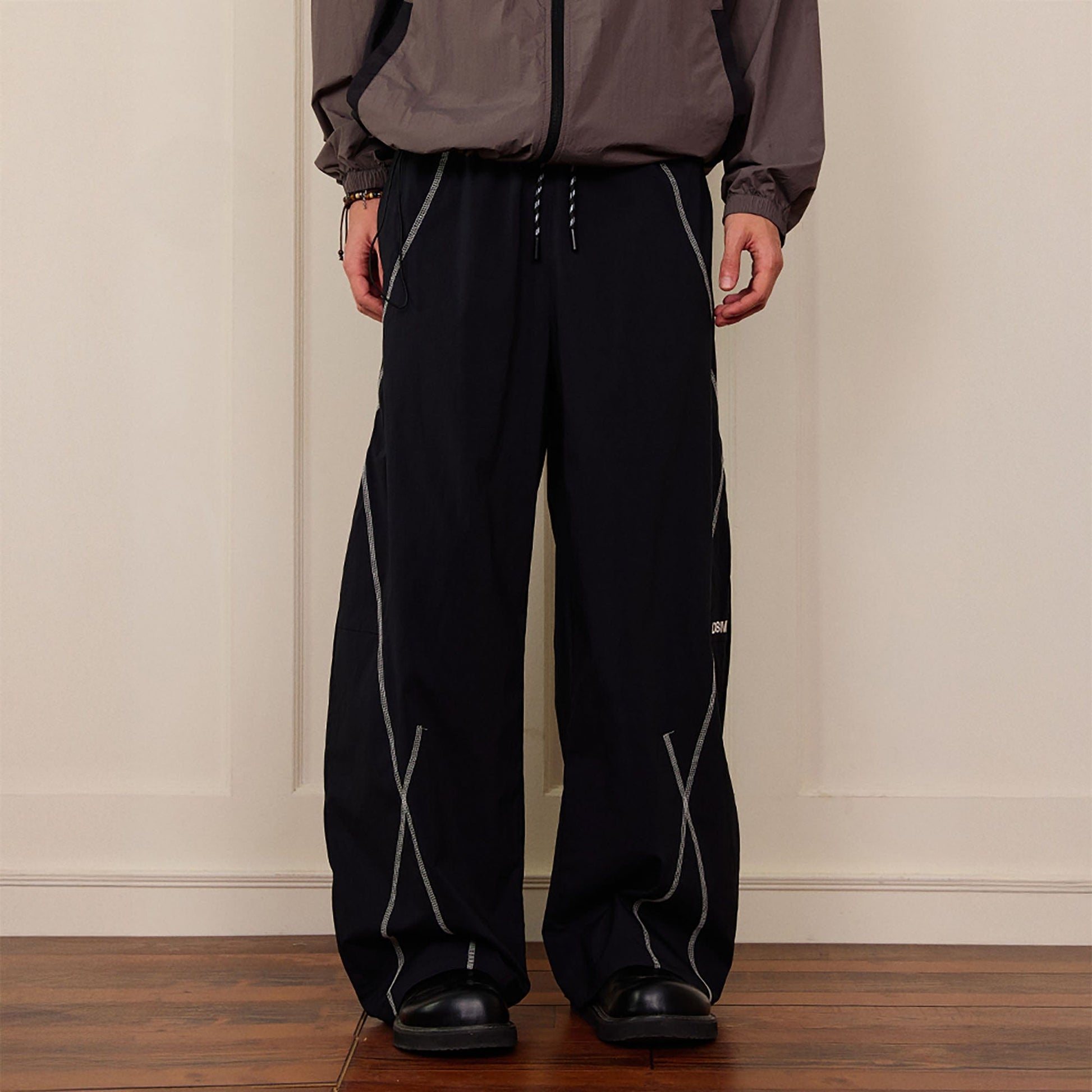 DONSMOKE Contrast Cross Stitch Quick-Dry Pants-Pants-S-Black-Free Shipping Leatheretro