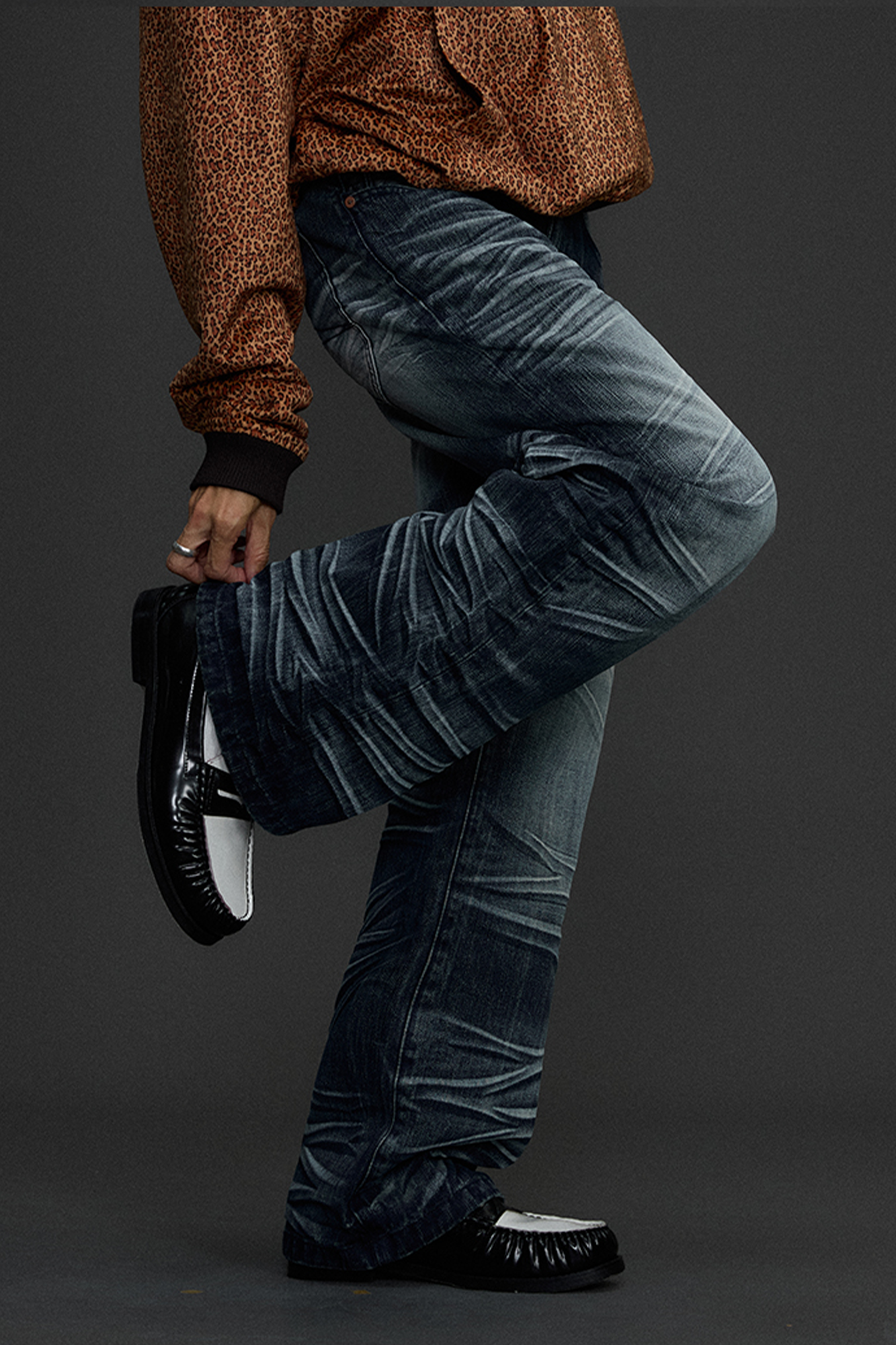 NIANJIUYIKOUER Heavy Washed Whiskered Straight-Leg Jeans-Jeans-S-Free Shipping Leatheretro