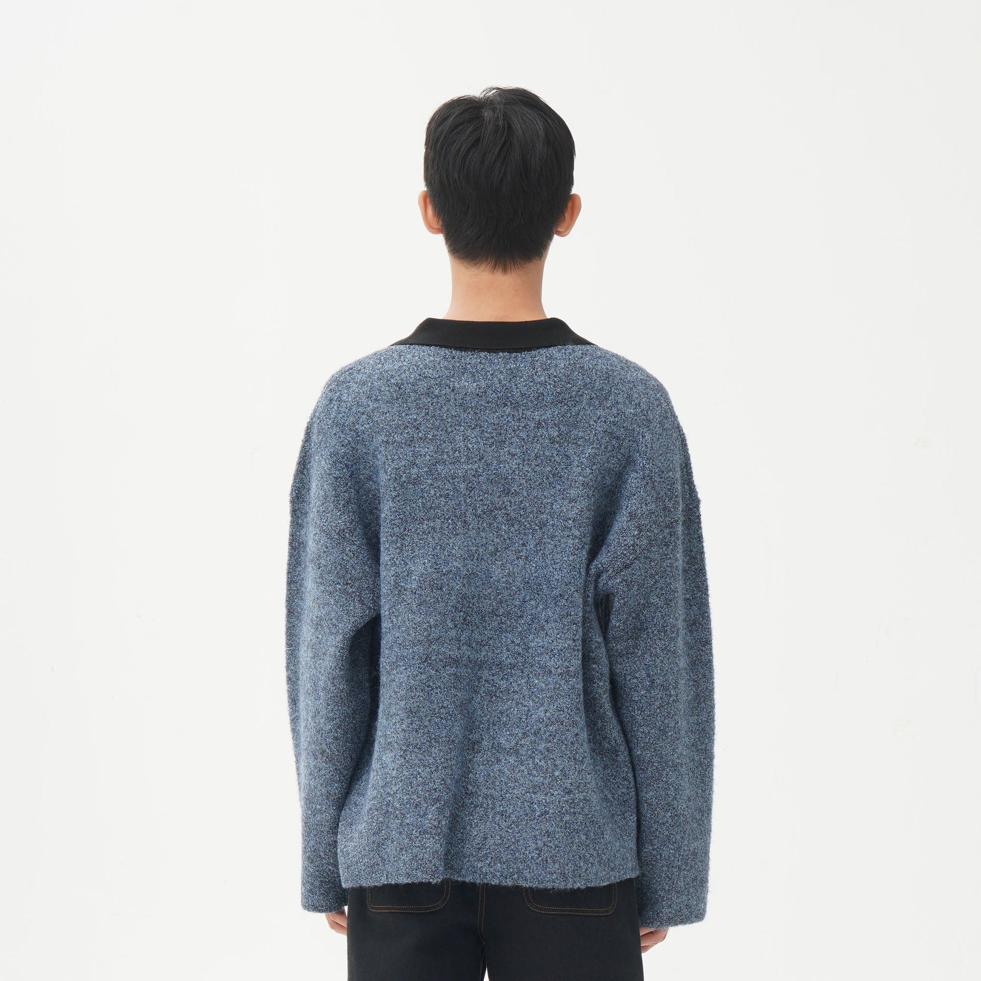 ORAL UTOPIA Lace-Up Polo Collar Knit Pullover-Sweater-M-Free Shipping Leatheretro