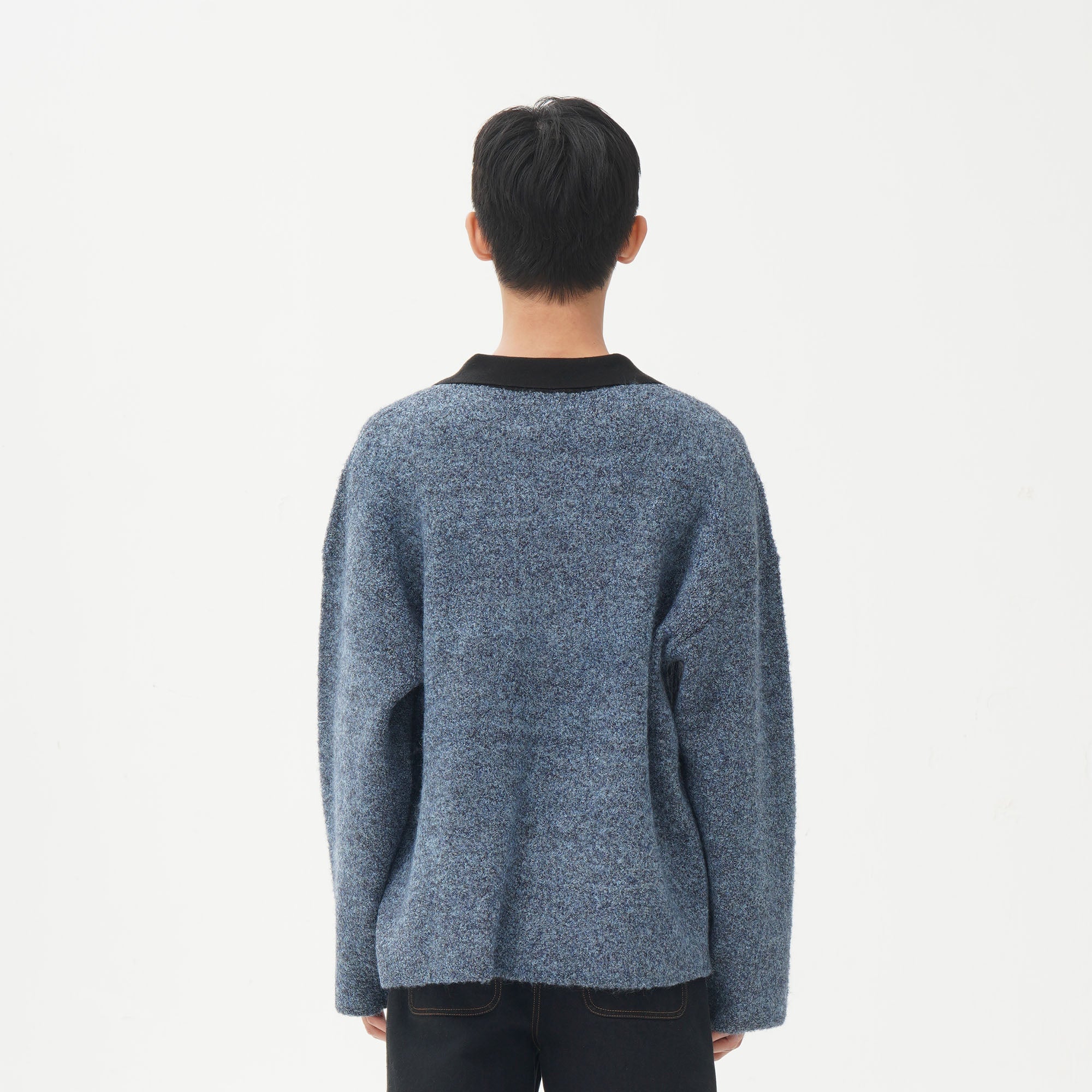 ORAL UTOPIA Lace-Up Polo Collar Knit Pullover-Sweater-M-Free Shipping Leatheretro