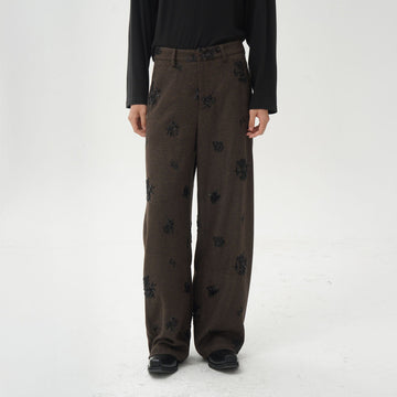 ORAL UTOPIA Embellished Sequin Embroidery Curved Pants-Pants-S-Free Shipping Leatheretro