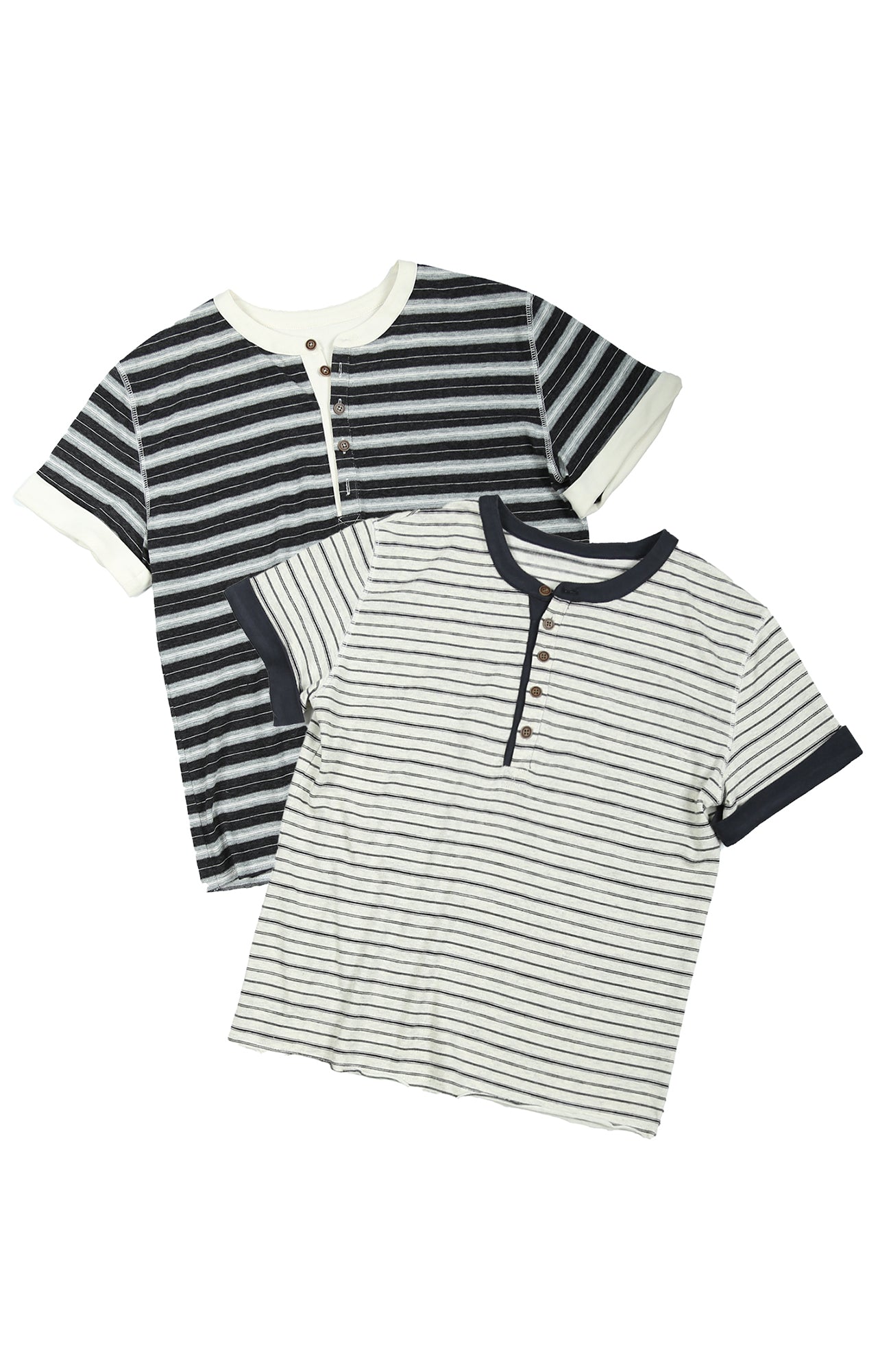 TRECLUB Stripe Henley T-Shirt-T Shirt-S (preorder)-Gray-Free Shipping Leatheretro