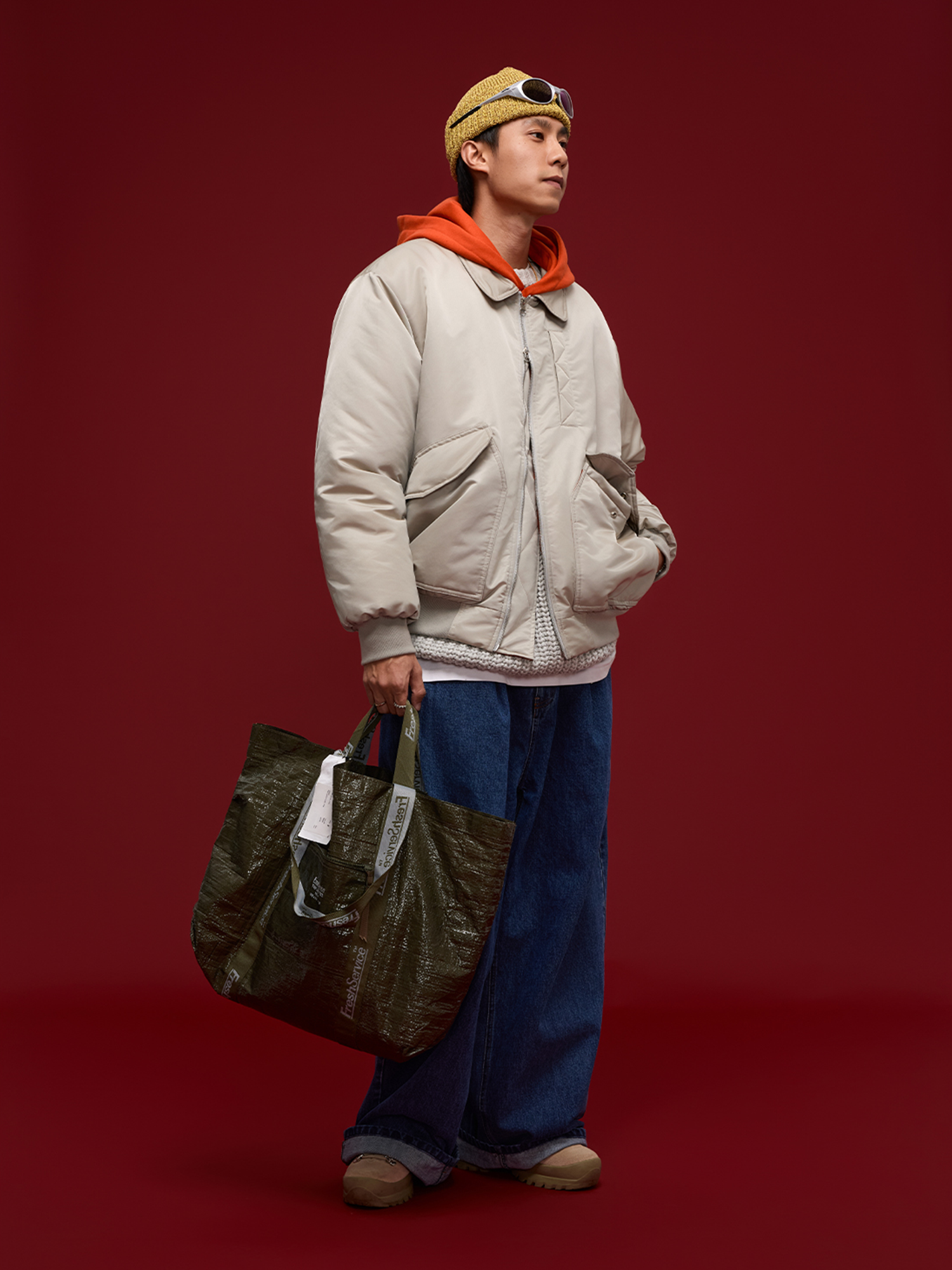 BANANA CLUB Glossy Utility Padded Bomber Jacket