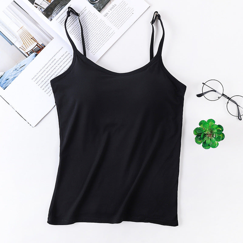 Sexy Built in Bra Comfort Summer Tank Tops-tank tops-Black-M 40-50 kg-Free Shipping Leatheretro