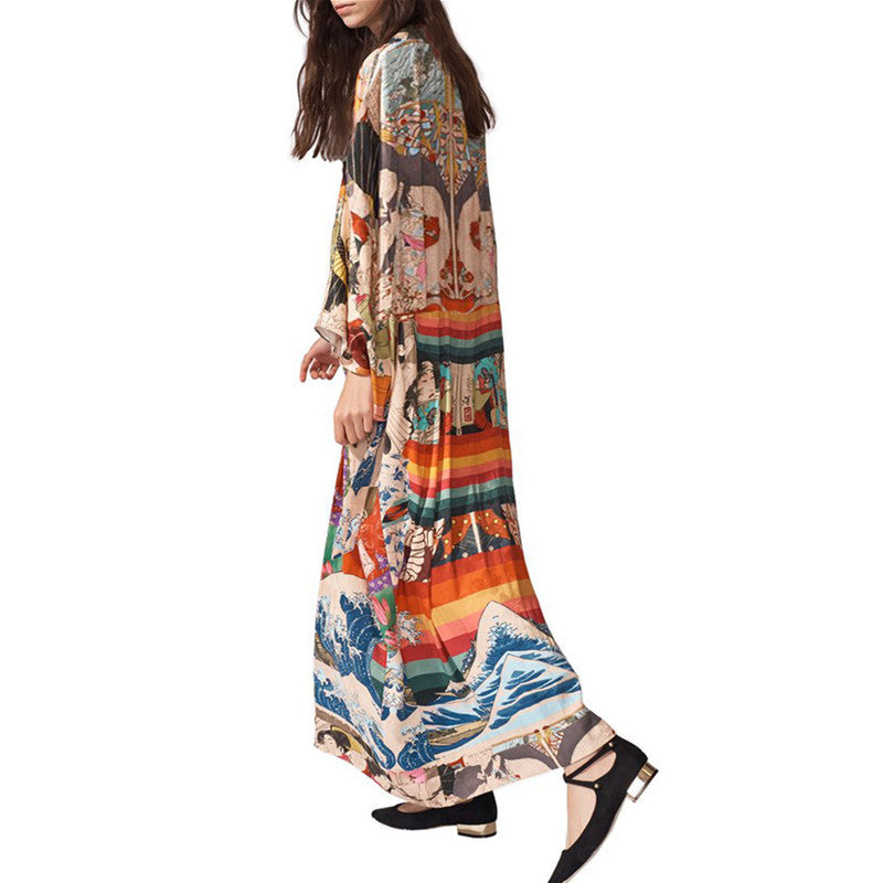 Floral Print Fast Drying Kimono Cover Ups for Beach-The same as picture-One Size-Free Shipping Leatheretro