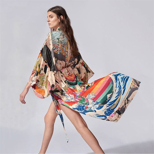 Floral Print Fast Drying Kimono Cover Ups for Beach-The same as picture-One Size-Free Shipping Leatheretro