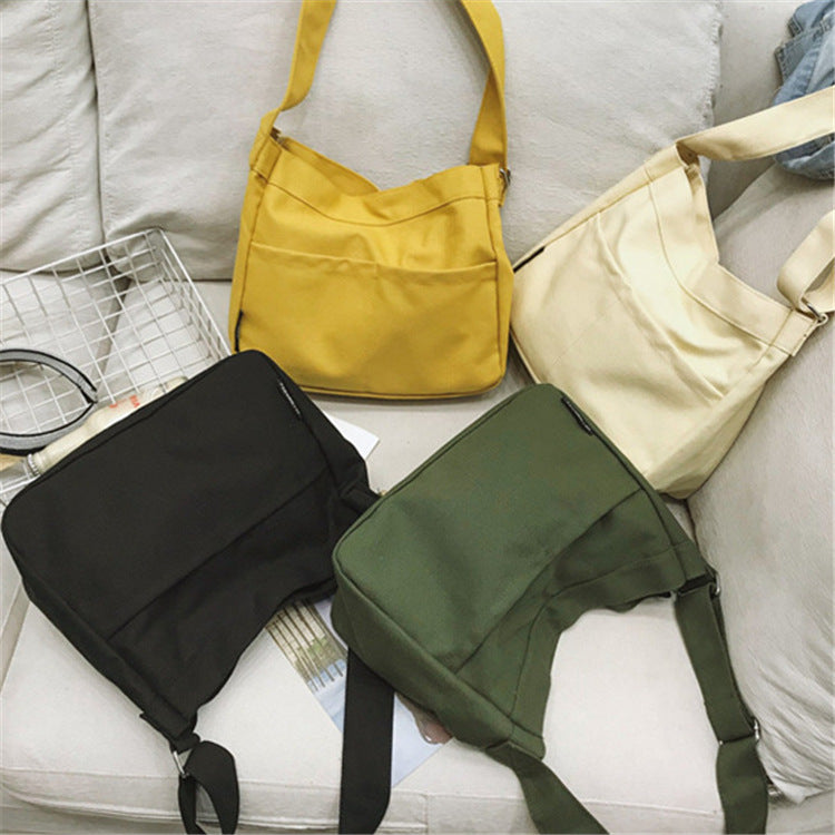 Solid Color Casual Canvas Tote Bag for Women-Yellow-Free Shipping Leatheretro