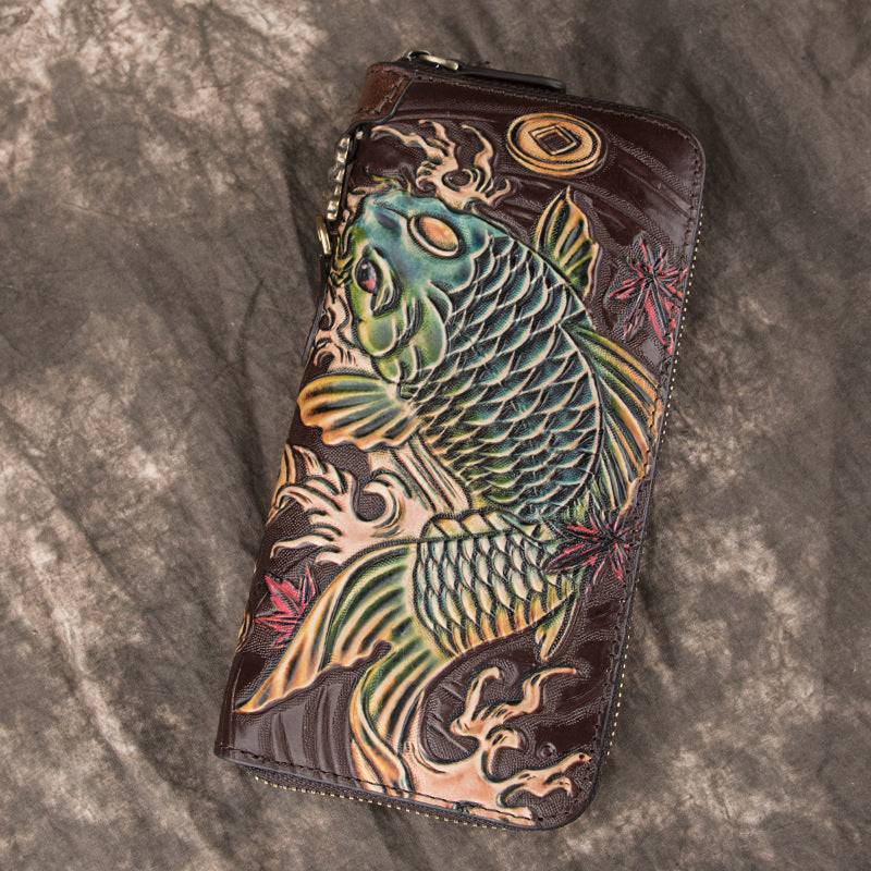 Genuine Leather Long Wallet-Handbags, Wallets & Cases-black-Free Shipping Leatheretro