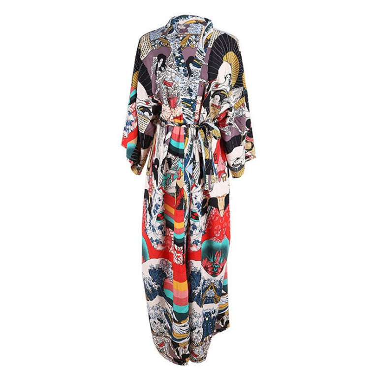 Floral Print Fast Drying Kimono Cover Ups for Beach-The same as picture-One Size-Free Shipping Leatheretro
