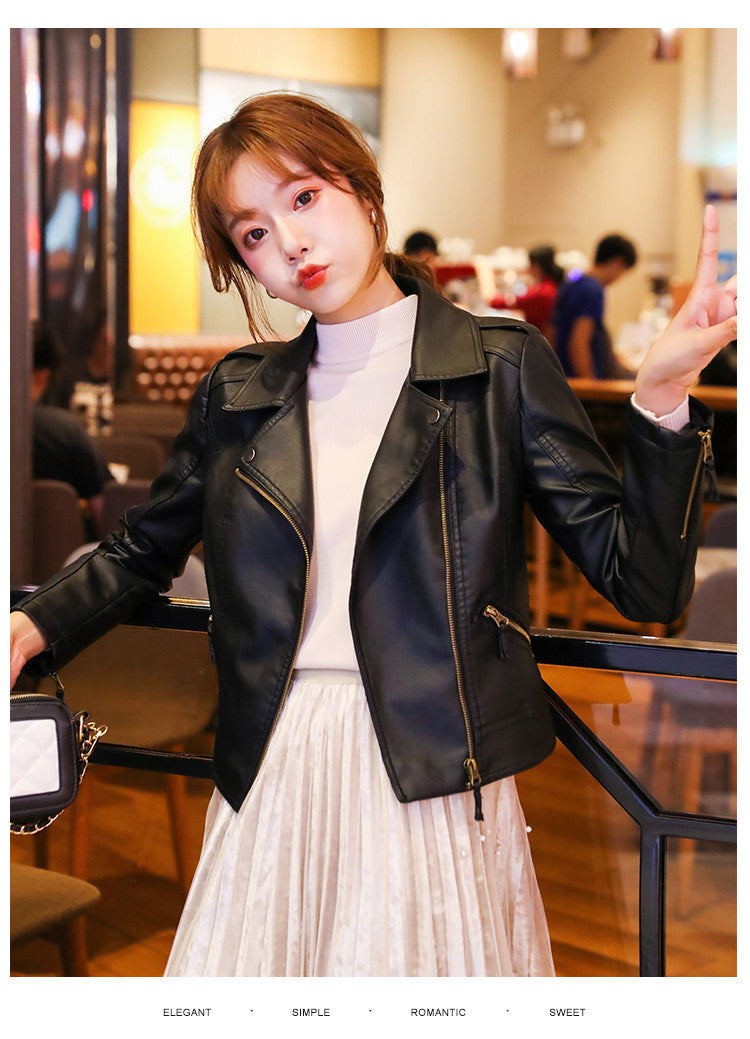 Women's PU Leather Motorcycle Jacket-black-XS-Free Shipping Leatheretro
