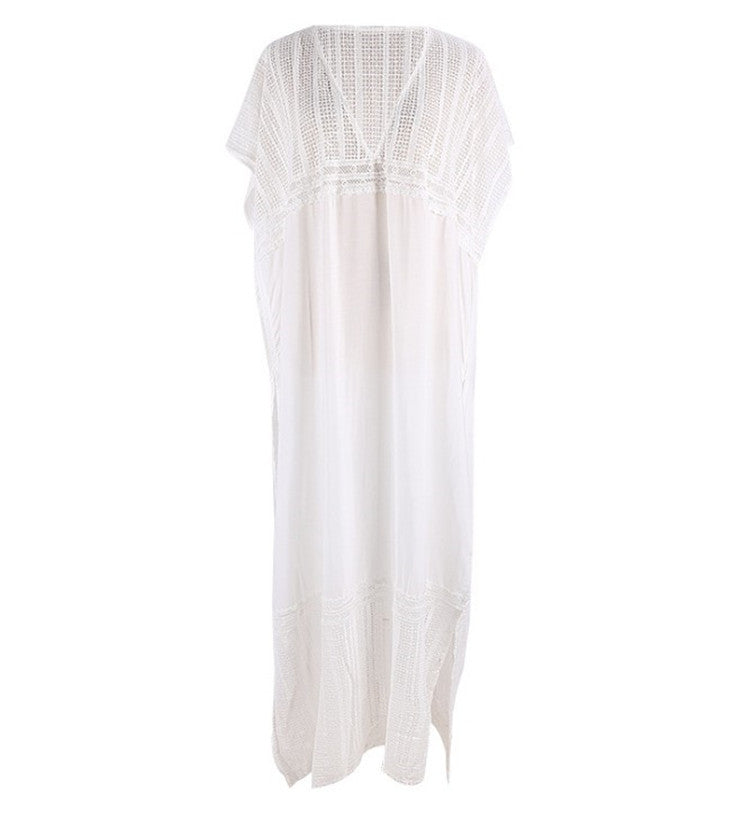 White Summer Holiday Bikini Cover Up Dresses-White-One Size-Free Shipping Leatheretro