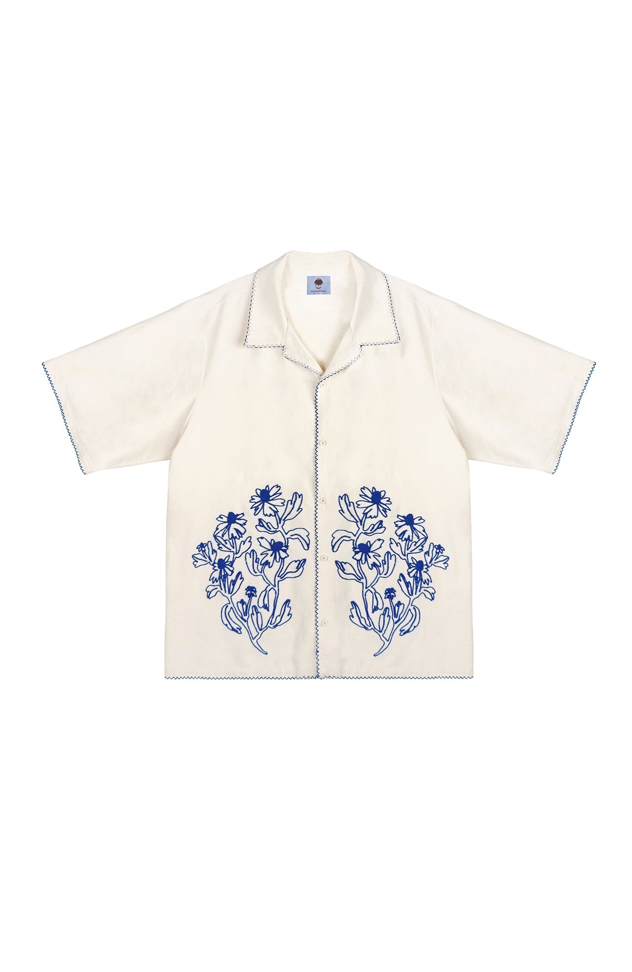 MIICHOUS Floral Embroidered Short-Sleeve Shirt-Half shirt-S (Preorder)-Free Shipping Leatheretro