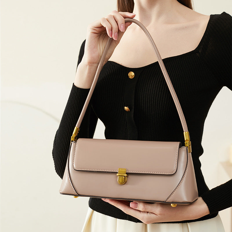 Women Summer French Shoulder Bag - Retro Style Luxury Piece-Shoulder Bag-Taro Powder-Free Shipping Leatheretro