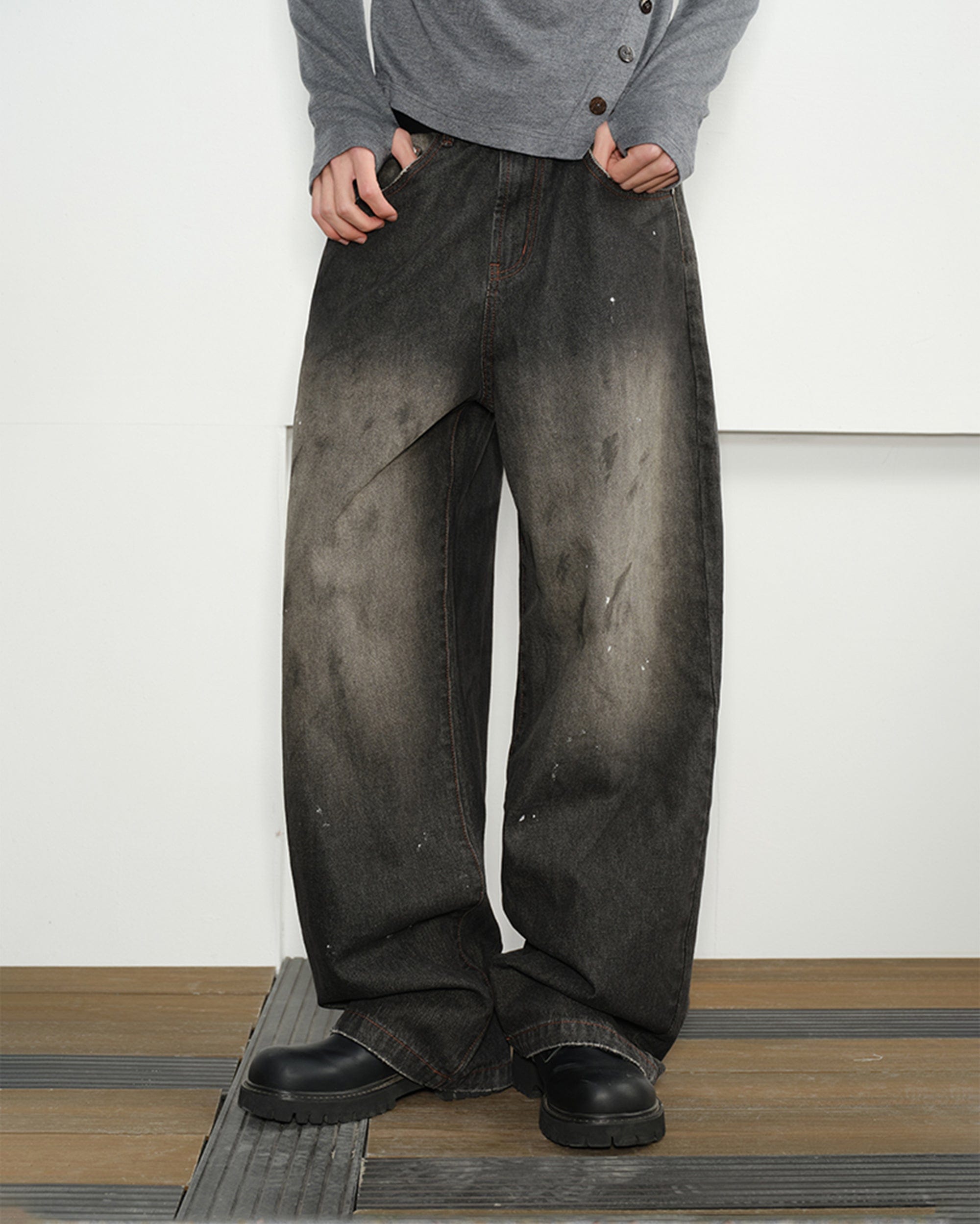 KREATE Eastern Aesthetics Washed Wide-Leg Jeans-Jeans-S-Free Shipping Leatheretro