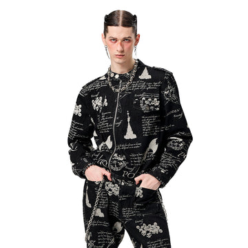 CYCYCY Punk Washed Graffiti Moto Denim Jacket-Jacket-XS-Free Shipping Leatheretro
