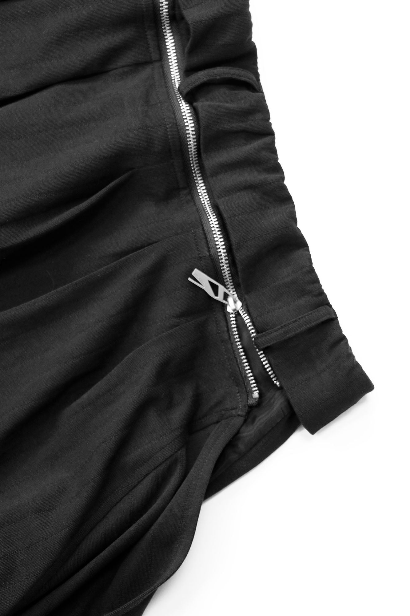 RELABEL Detachable Drape Ruched Oversized Shorts Black-Shorts-XS-Free Shipping Leatheretro
