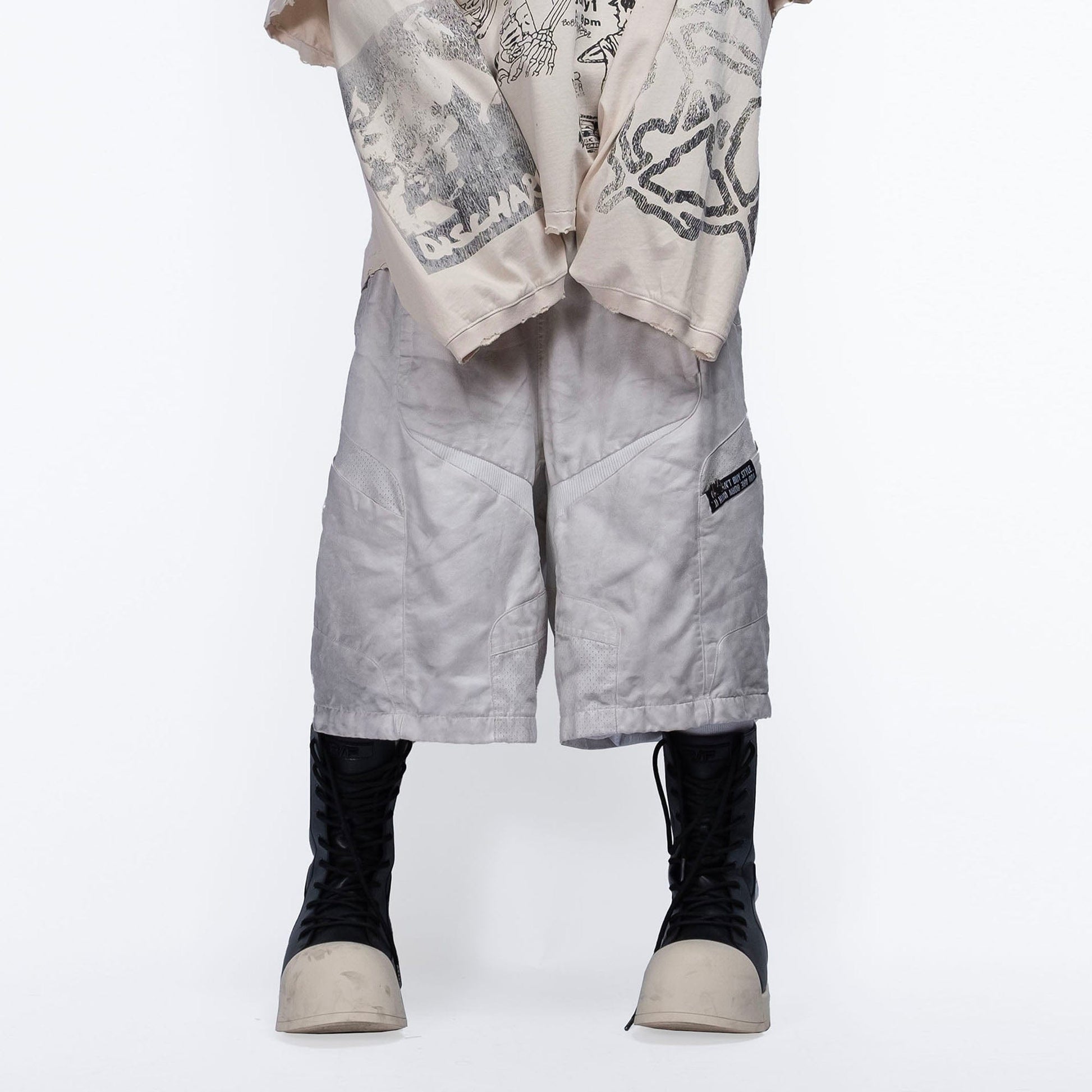 FVVO Multi-Panel Glossy Shorts-Shorts-S-White-Free Shipping Leatheretro