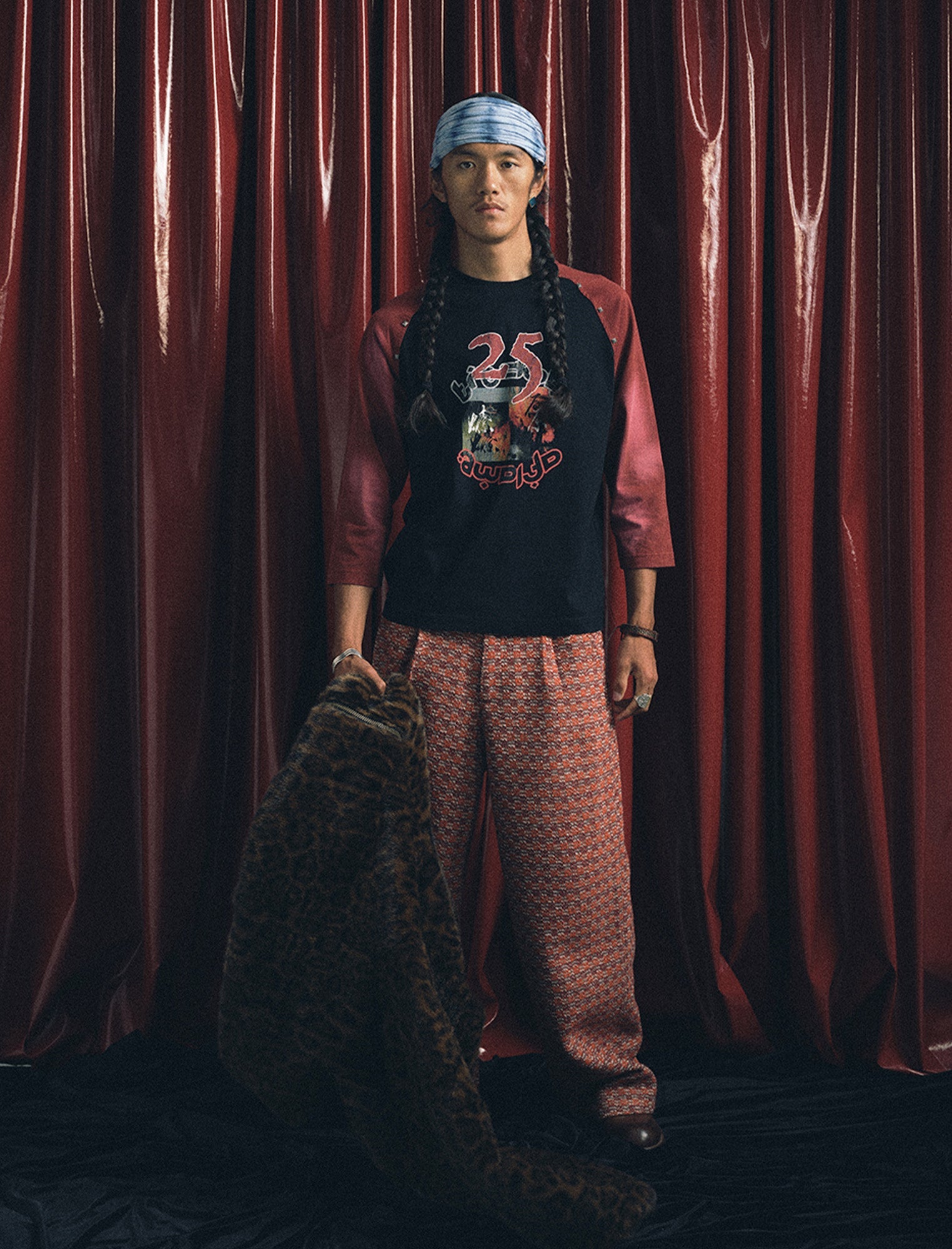 TRECLUB Studded Raglan Graphic 3/4 Sleeve Tee-T Shirt-S-Free Shipping Leatheretro