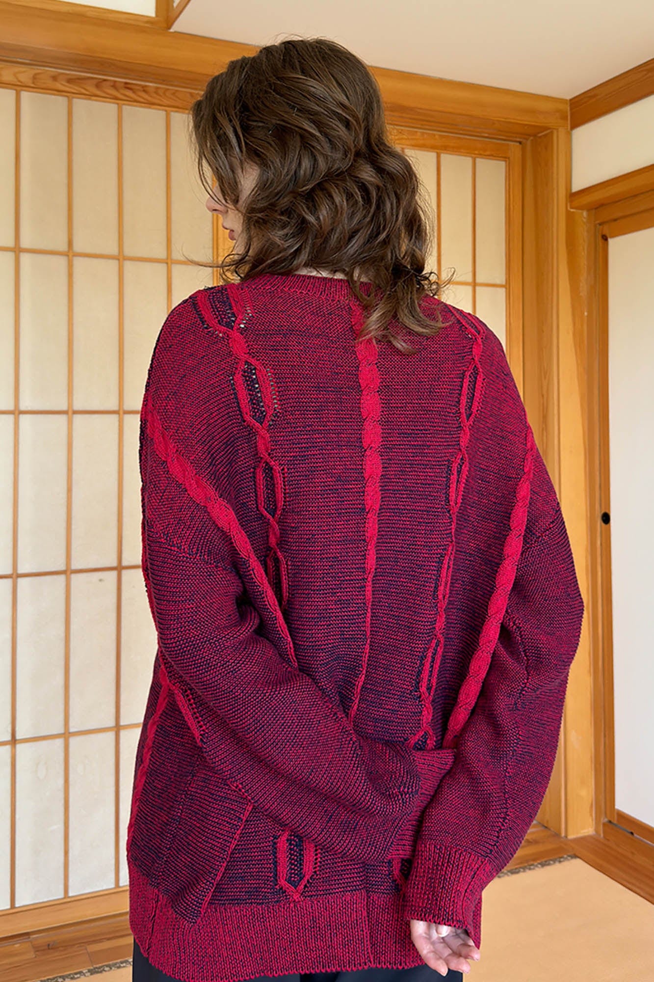 MIICHOUS Helsinki Oversized Cable Sweater-Sweater-S-Red-Free Shipping Leatheretro
