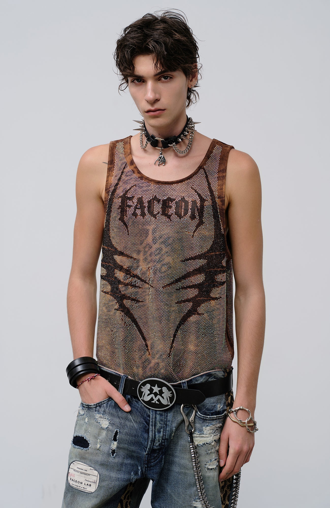 FACEONLAB Venom Diamond Punk Tank Leopard-Tank Top-M-Free Shipping Leatheretro