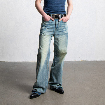 LEONSENSE Raw Edge Washed Flared Jeans-Jeans-S-Free Shipping Leatheretro