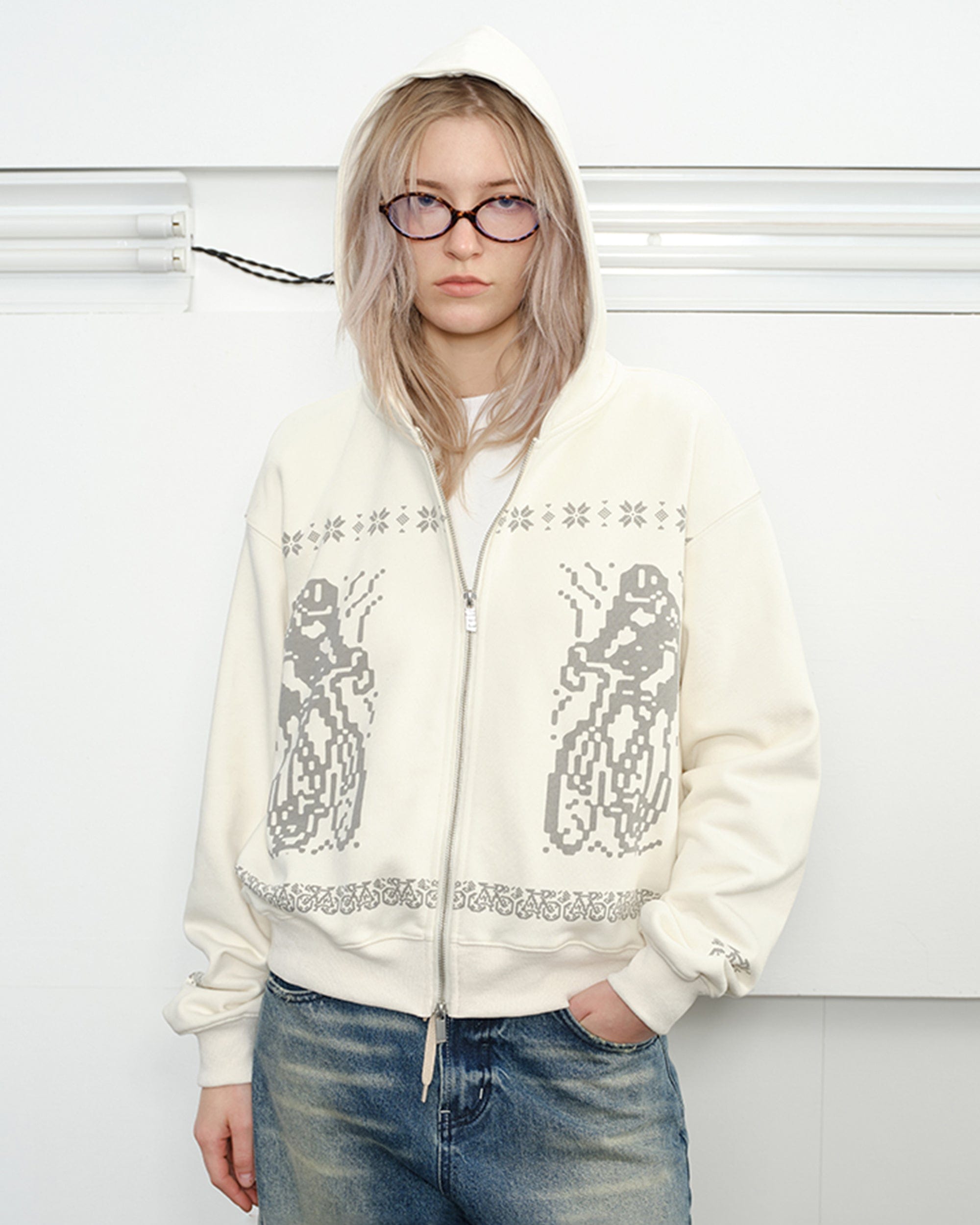 KREATE Bicycle Knitted Zip-Up Jacket-Jacket-S-Beige-Free Shipping Leatheretro