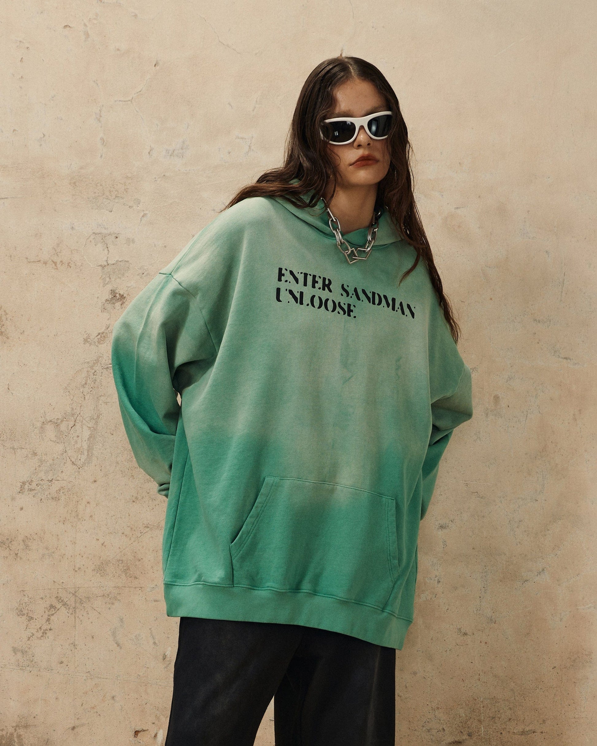 OVDY Enter Sandman Faded Hoodie-Hoodie-S-Green-Free Shipping Leatheretro