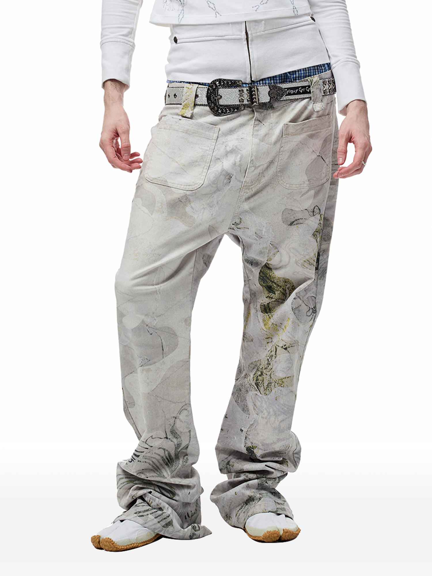 CYCYCY Floral Lace Full-Print Flared Jeans-Jeans-XXS / 27"-Free Shipping Leatheretro