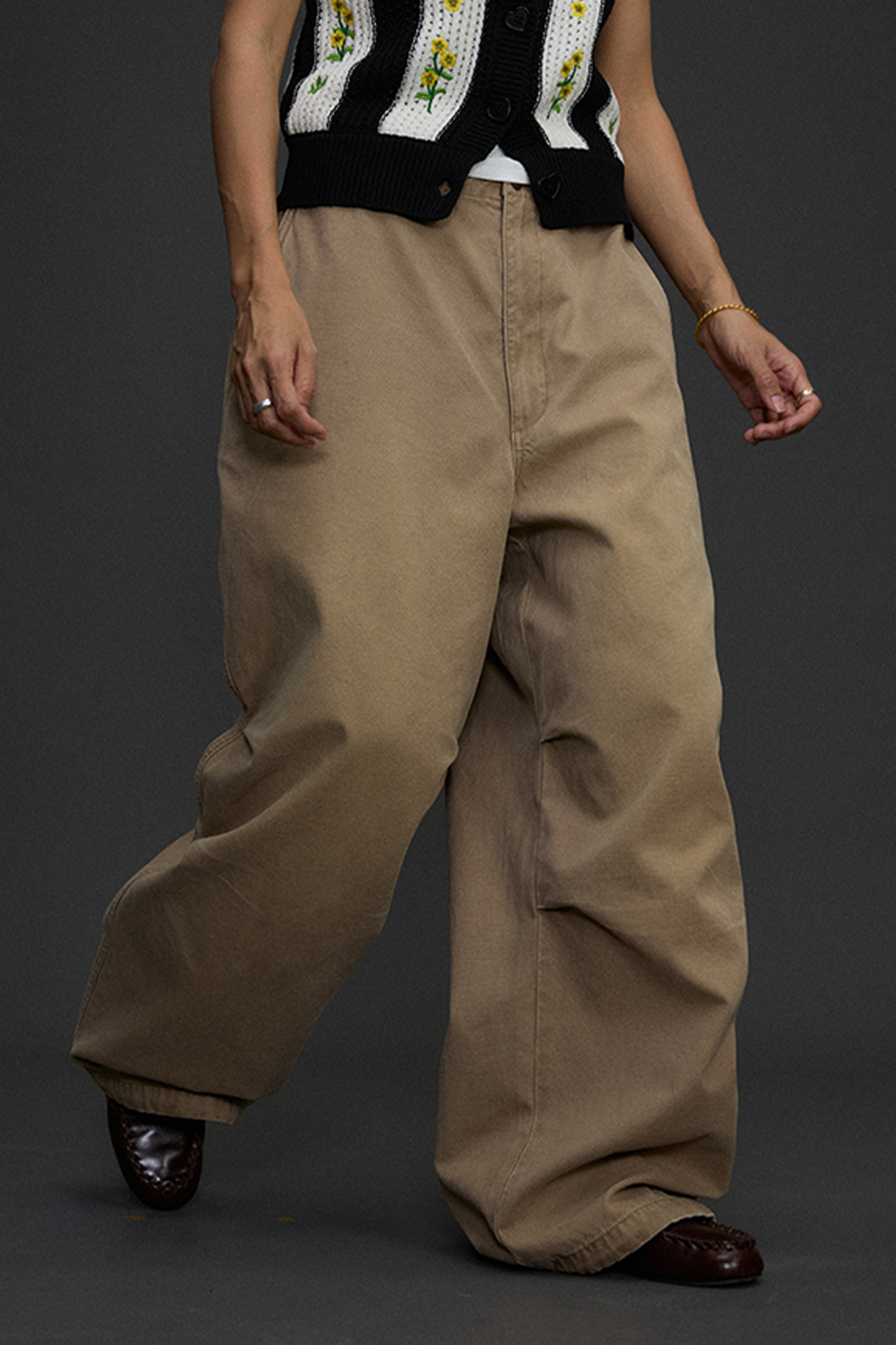 NIANJIUYIKOUER Distressed Utility Pocket Wide-Leg Pants-Pants-XXS-Free Shipping Leatheretro