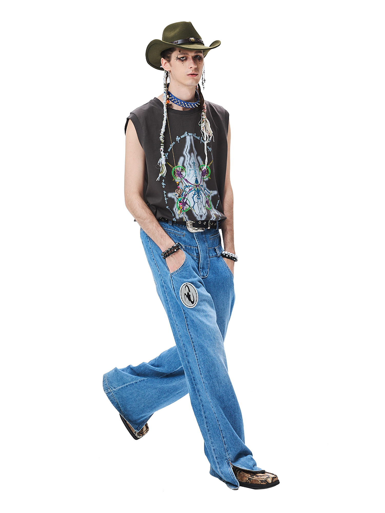 CYCYCY Deconstructed Double-Waist Washed Jeans-Jeans-XS / 28"-Free Shipping Leatheretro