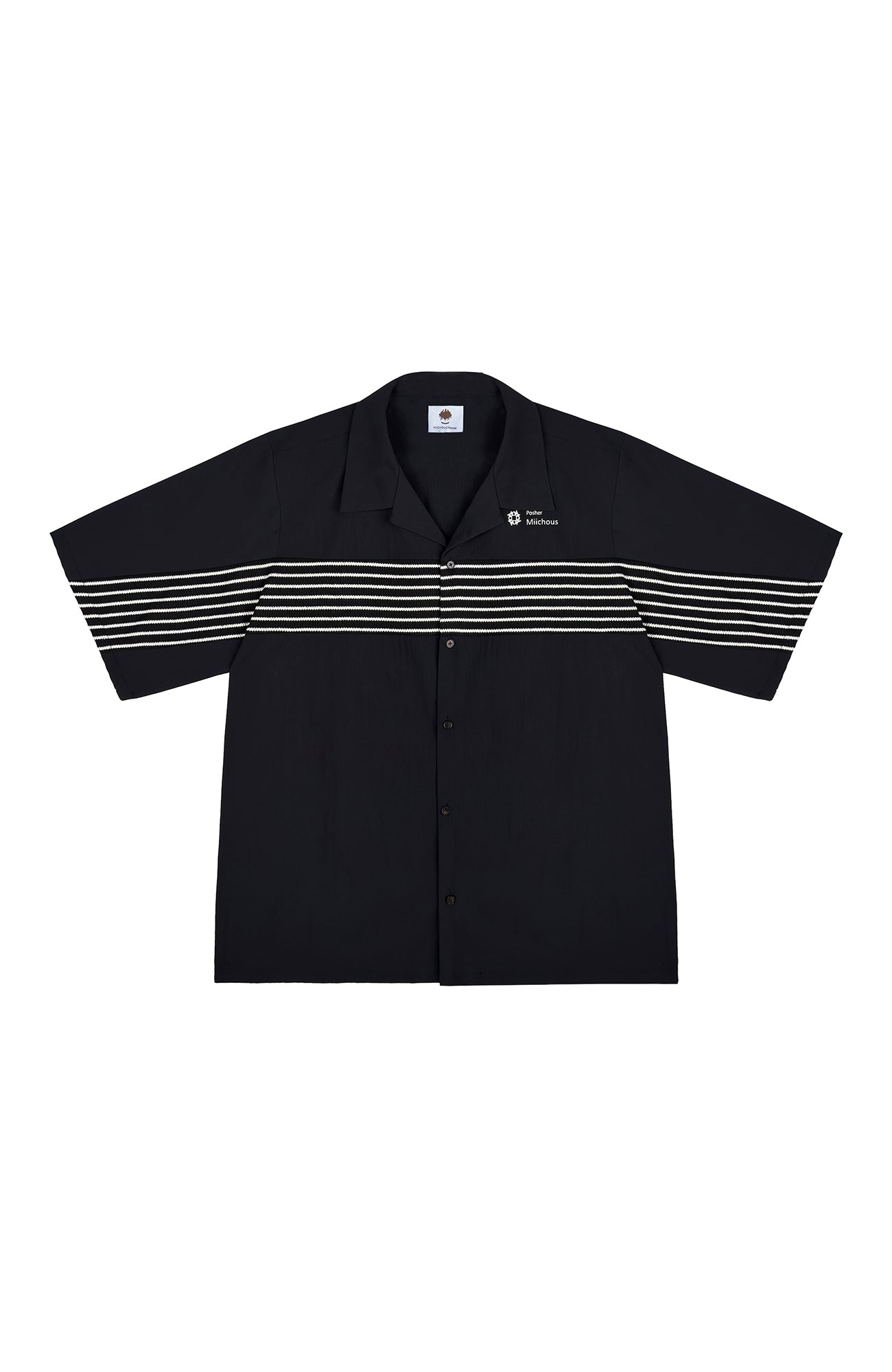 MIICHOUS Contrast Stripe Short-Sleeve Shirt-Half shirt-S (Preorder)-Free Shipping Leatheretro