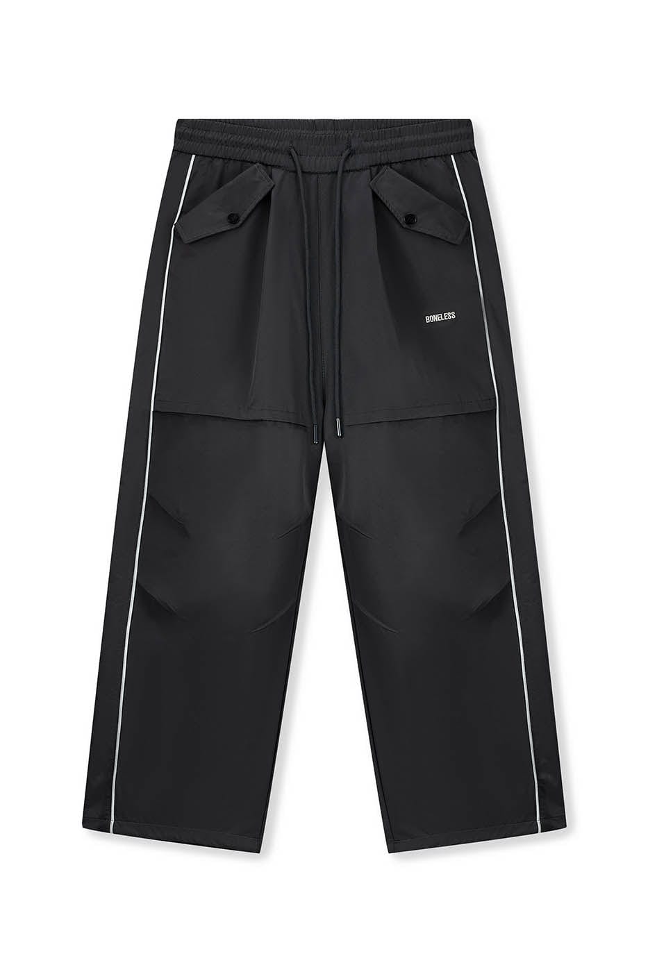 BONELESS Paneled Crinkled Parachute Pants-Pants-S-Black-Free Shipping Leatheretro