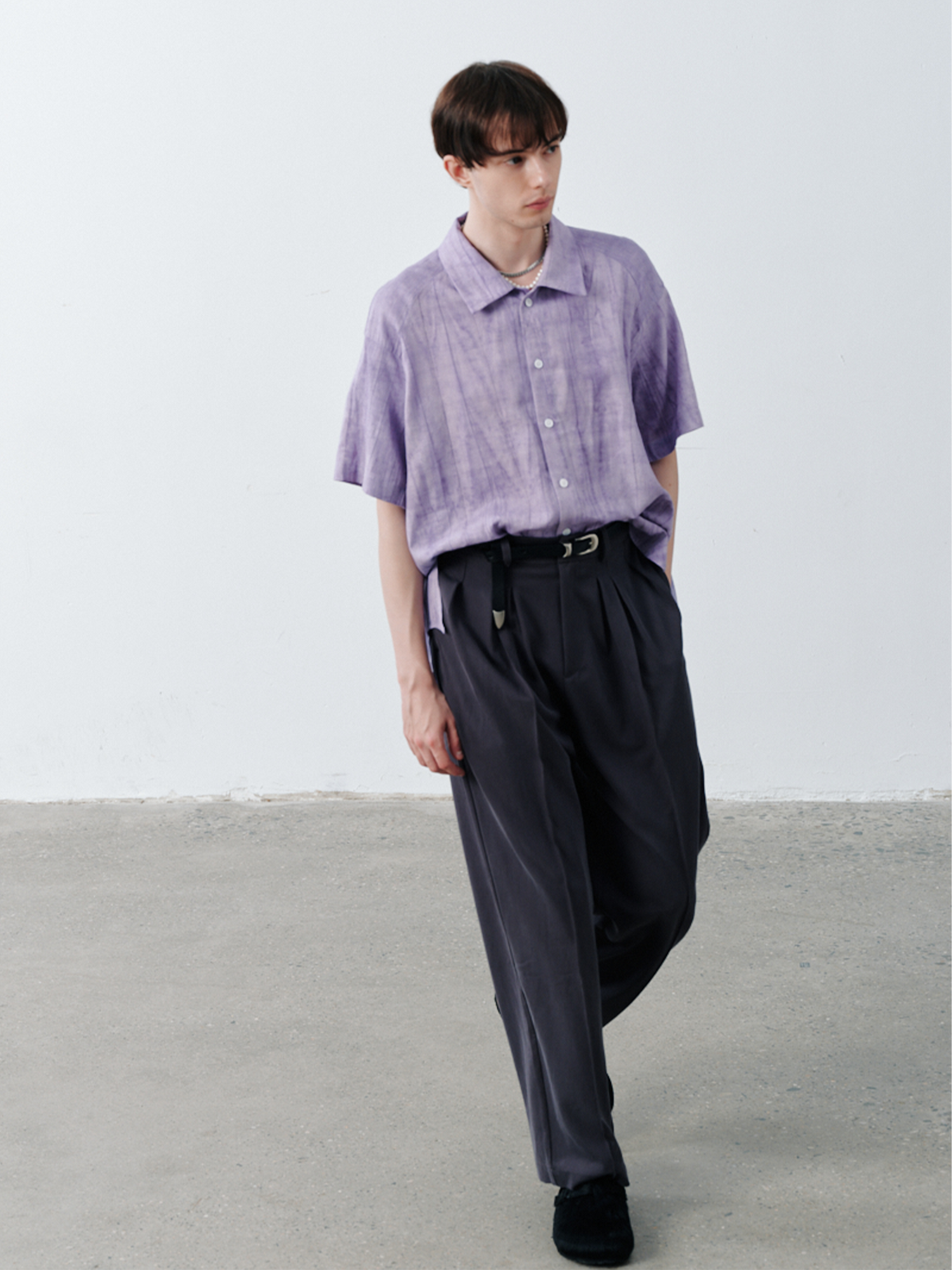 GRAINMUSTARD Crinkled Linen-Cotton Half Shirt-Half shirt-XS-Free Shipping Leatheretro