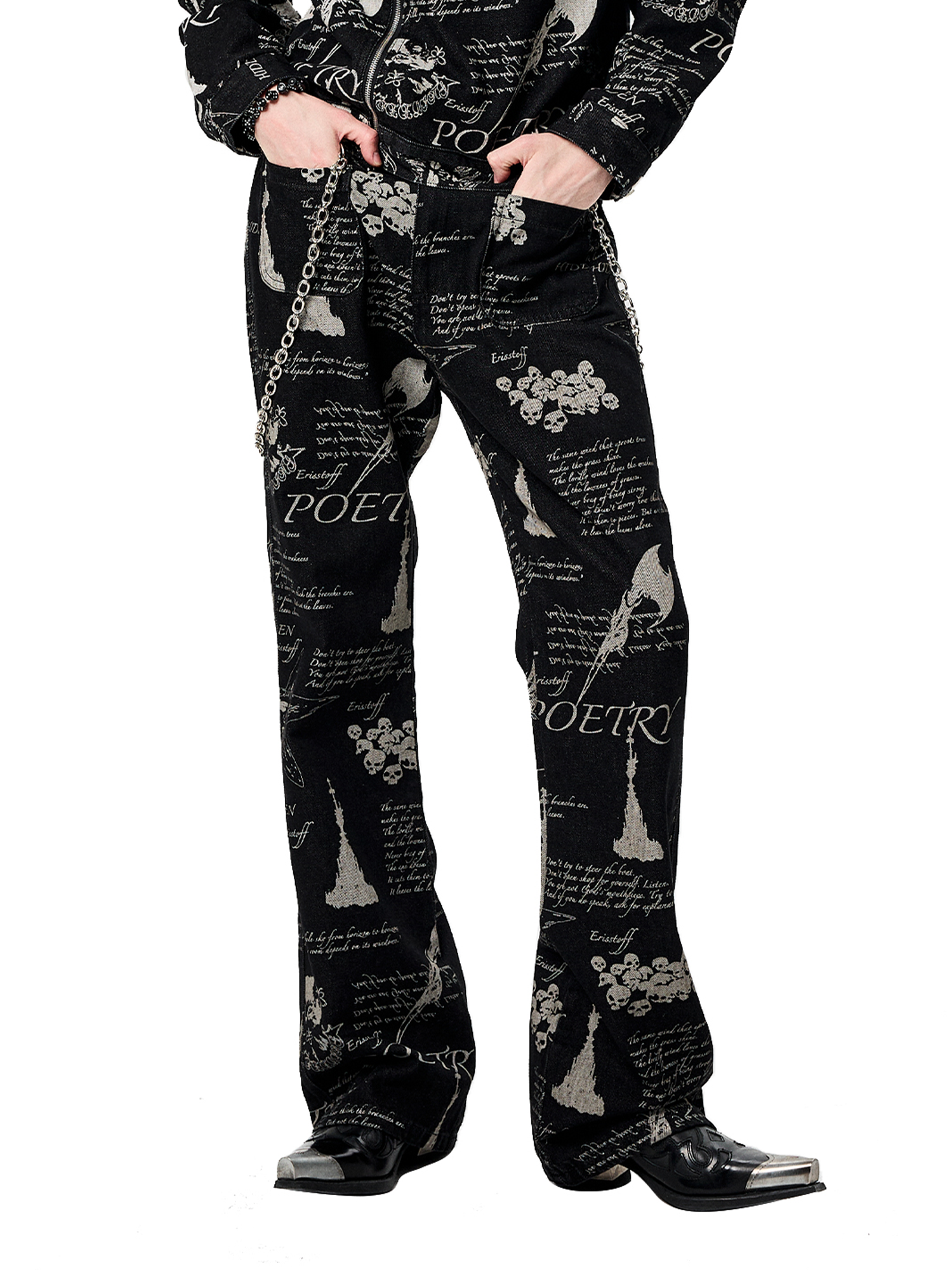 CYCYCY Punk Washed Graffiti Jeans-Jeans-XS / 28"-Free Shipping Leatheretro