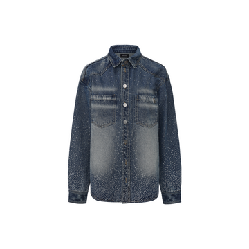 VANN VALRENCE Washed Diamond Denim Shirt Jacket-Jacket-S-Free Shipping Leatheretro