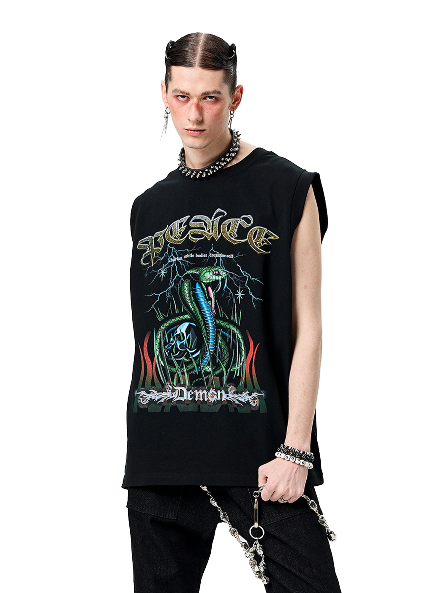 ERISSTOFF Sepultura Cobra Graphic Oversized Tank Top-Tank Top-S-Free Shipping Leatheretro