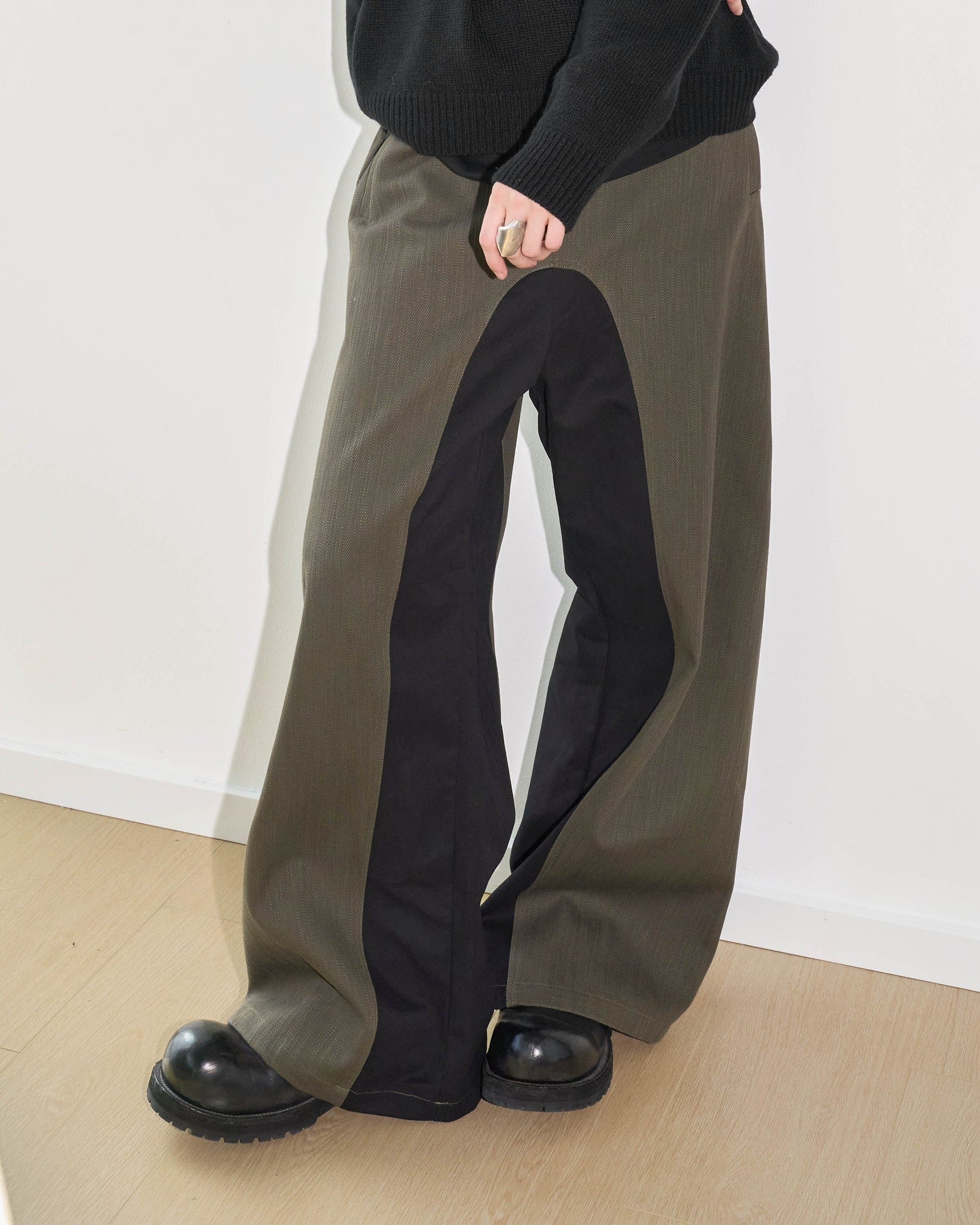 49PERCENT Paneled Color Blocked Zipper Pants-Pants-XS-Free Shipping Leatheretro
