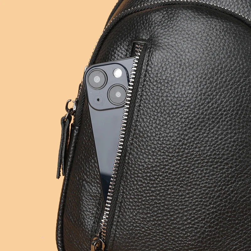Men’s Genuine Leather Sling Bag – Casual Crossbody Chest Pack-Chest Bags-Classic-Free Shipping Leatheretro