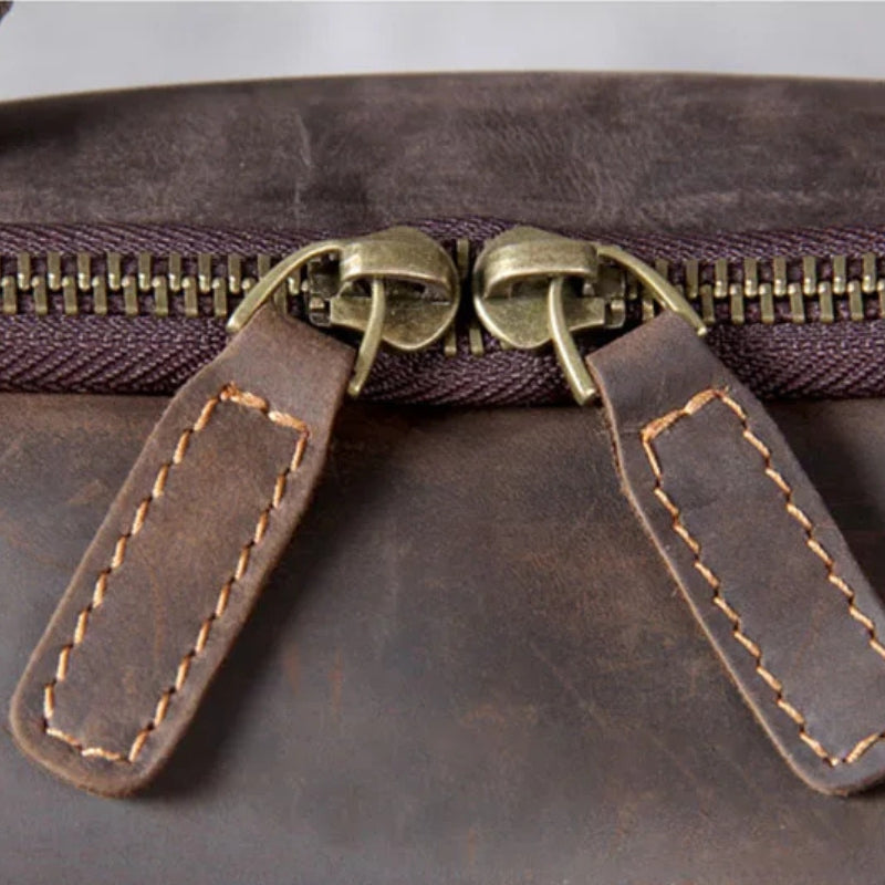 Vintage Crazy Horse Leather Men Backpack - Professional Daily Men’s Business Bag-Backpacks-Coffee-Free Shipping Leatheretro