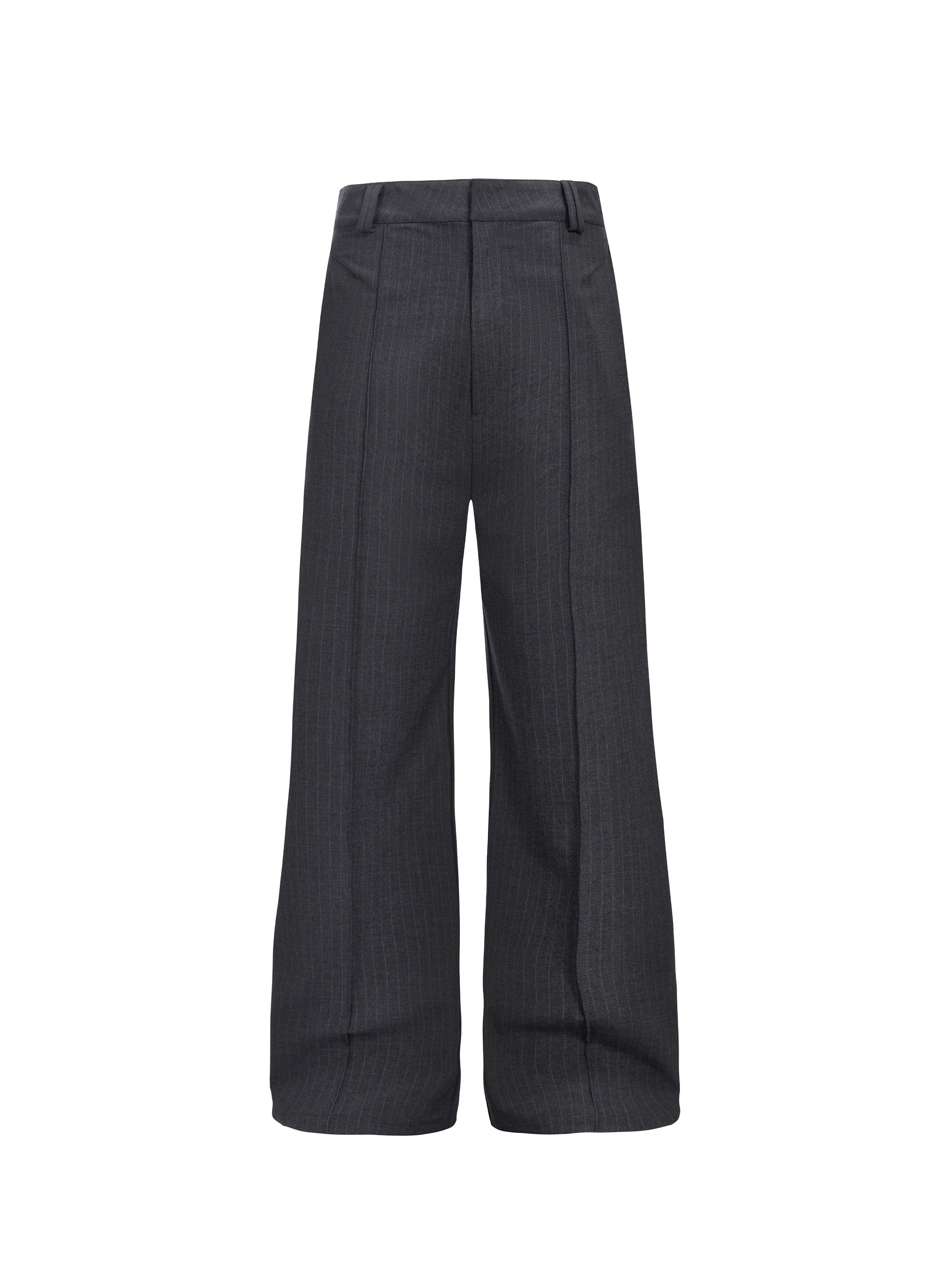 CATSSTAC Classic Pinstripe Wide-Leg Pants-Pants-Gray-M-Free Shipping Leatheretro