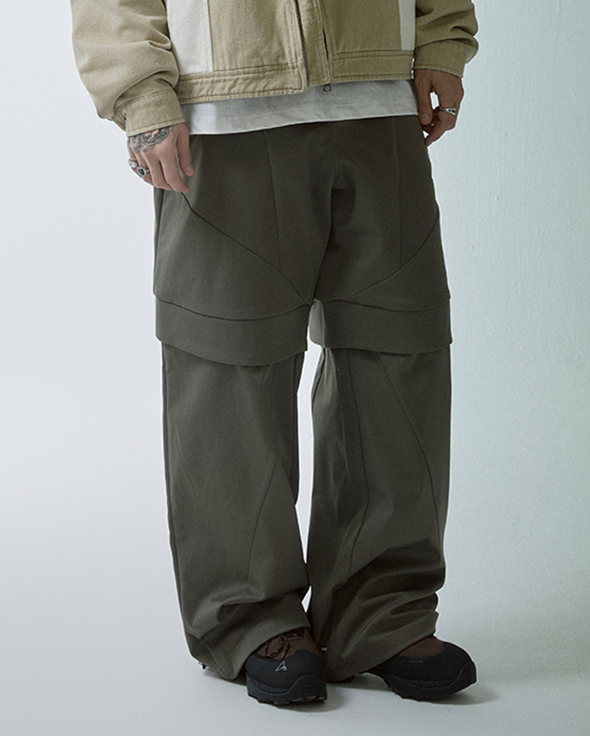 F2CE Modern Deconstructed Double-Knee Rivet Pants-Pants-S-Free Shipping Leatheretro