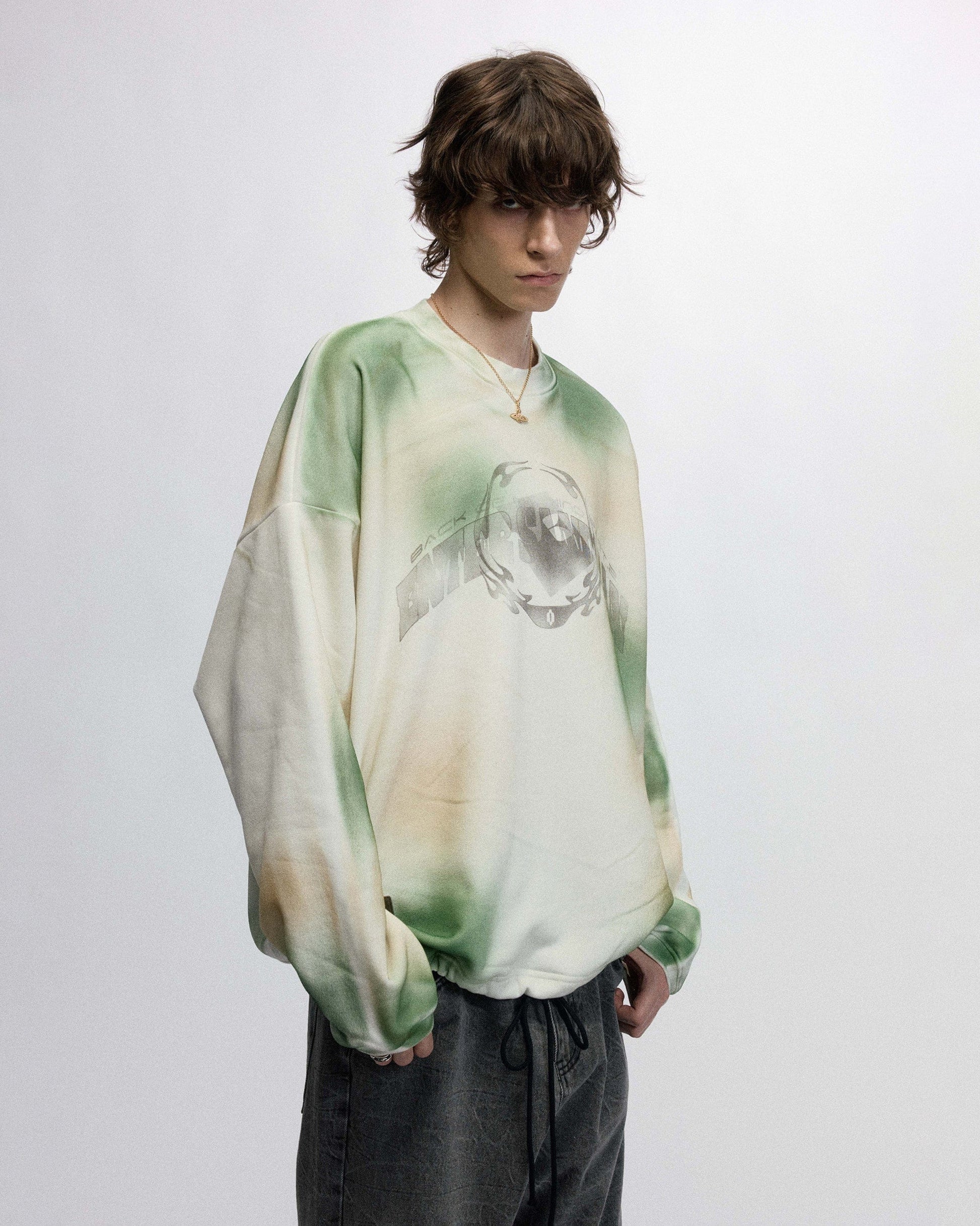 OVDY Faded Graphics Draw-String Long-Sleeve Tee-L/S Tee-S-White-Free Shipping Leatheretro