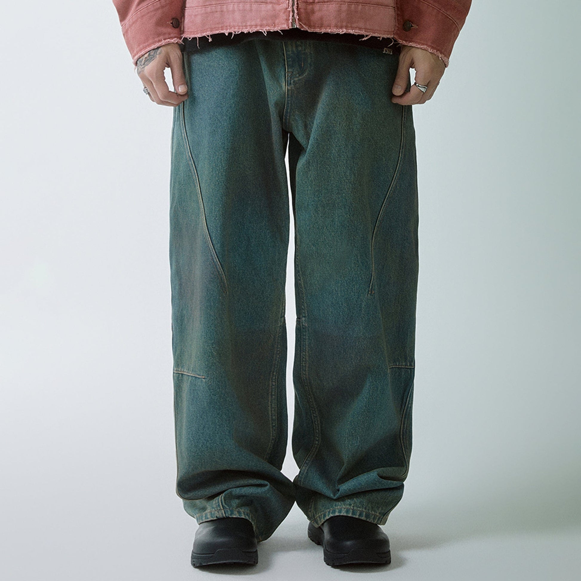 F2CE Deconstructed Washed Pants-Jeans-S-Free Shipping Leatheretro