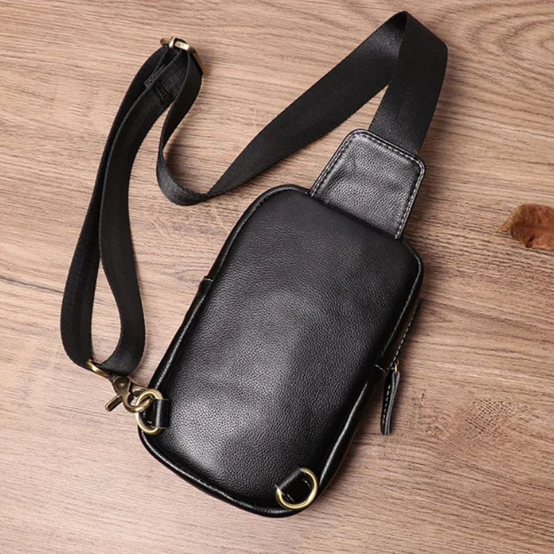 Genuine Leather Men's Chest Bag Messenger Bag-Chest Bags-Blue-Free Shipping Leatheretro